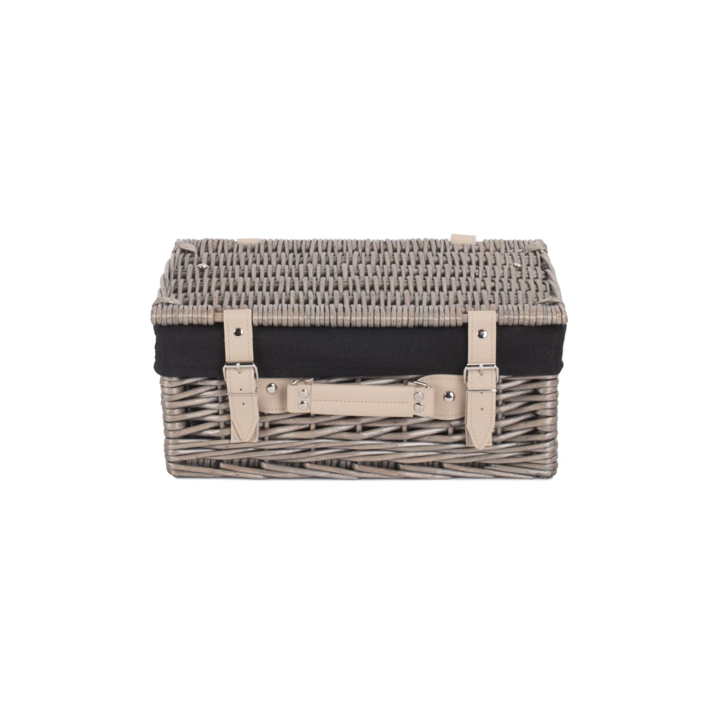 14 Inch Antique Wash Willow Hamper with Black Lining
