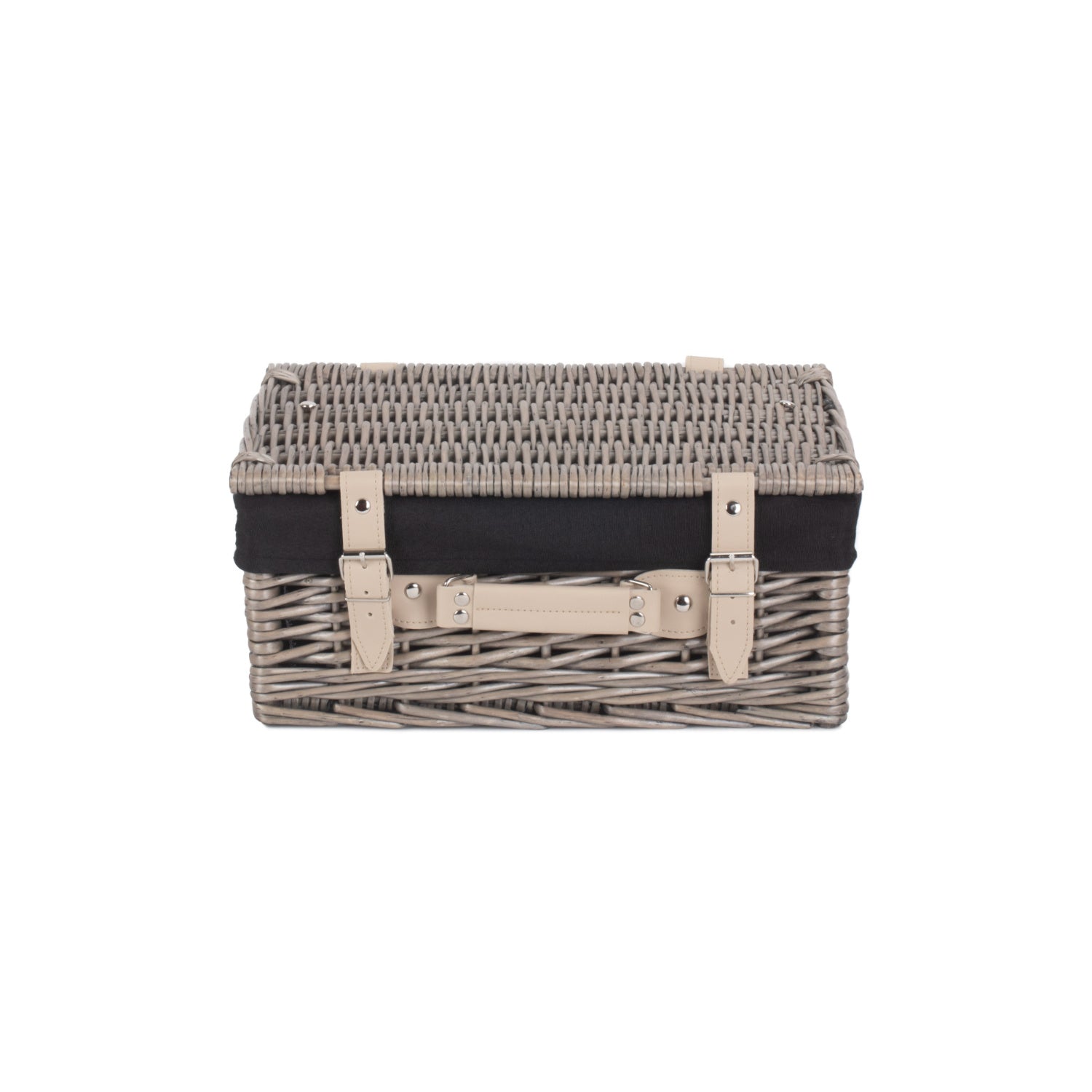 14 Inch Antique Wash Willow Hamper with Black Lining