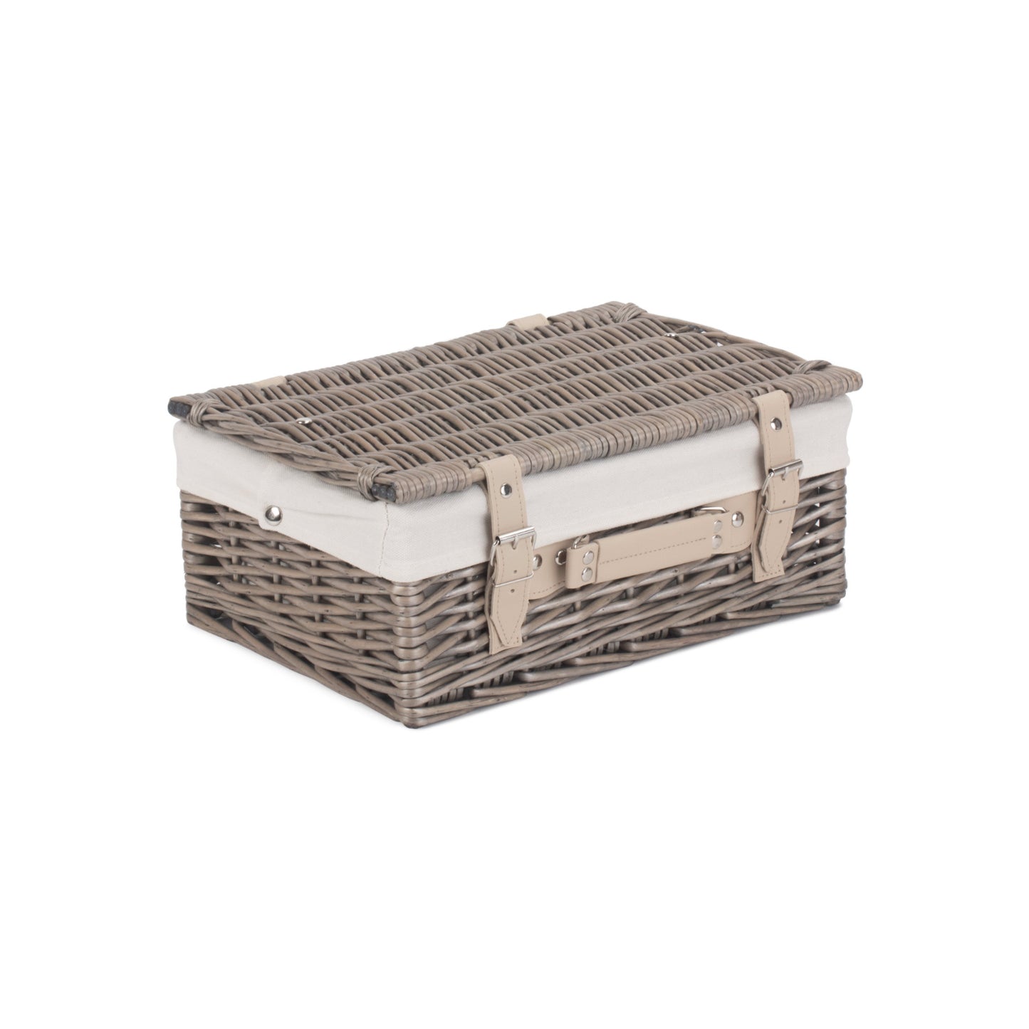 14 Inch Antique Wash Willow Hamper with White Lining