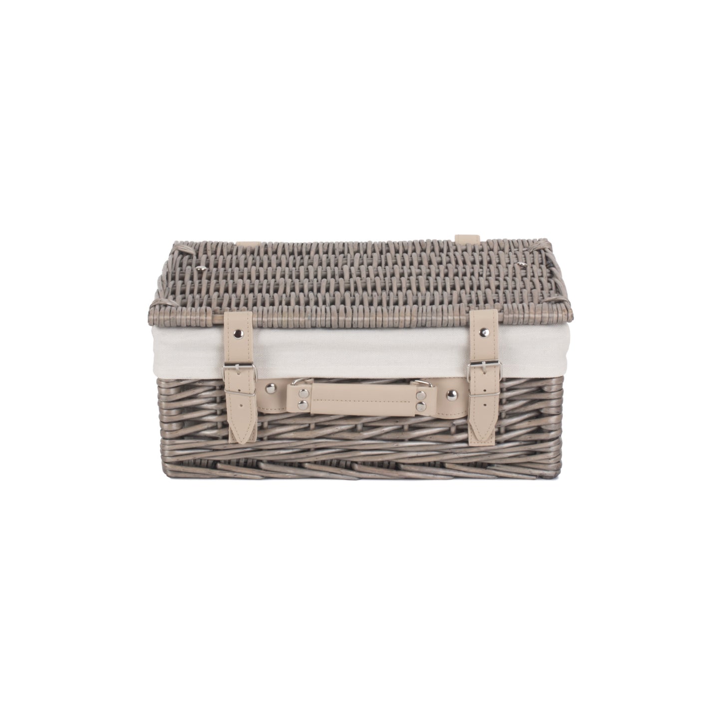 14 Inch Antique Wash Willow Hamper with White Lining