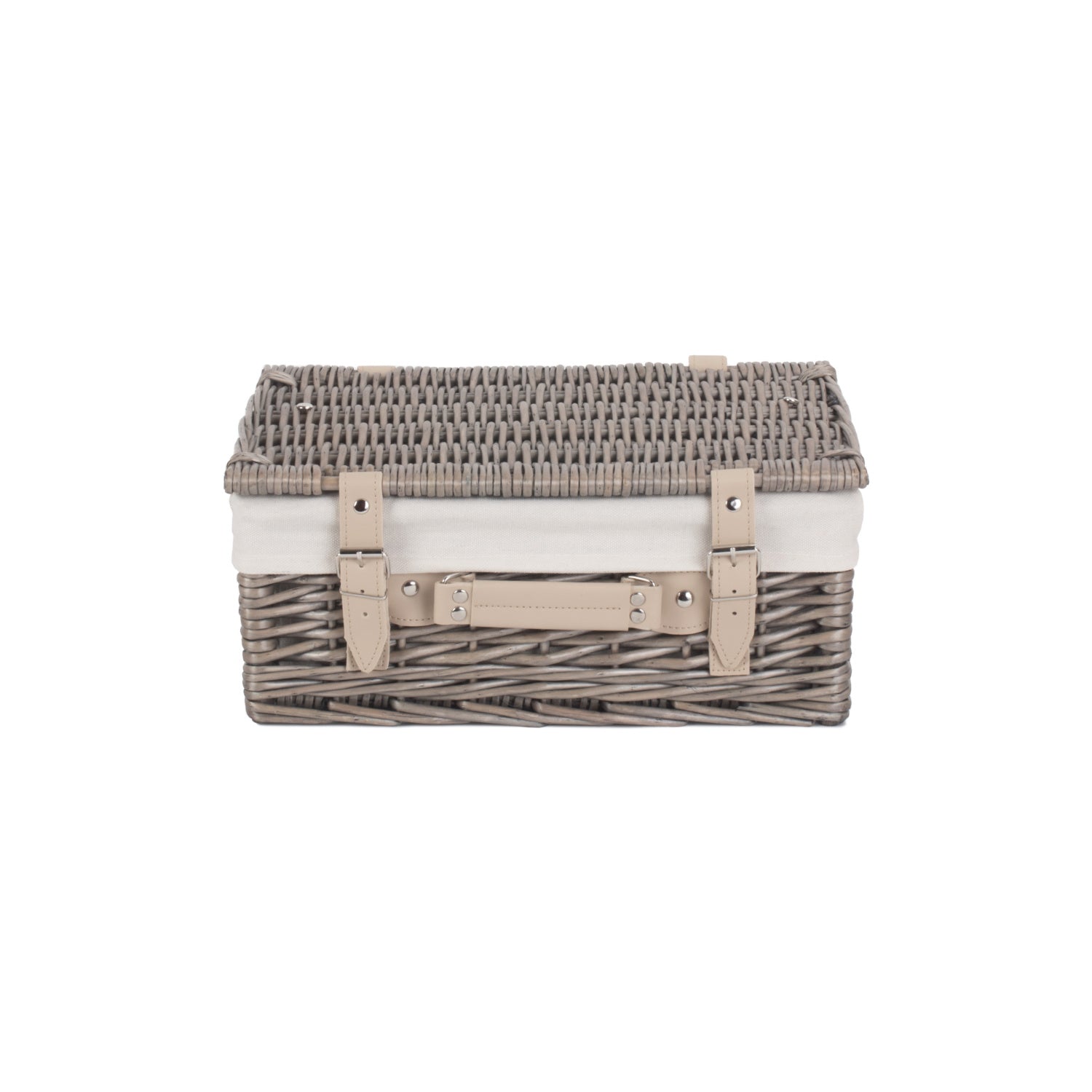 14 Inch Antique Wash Willow Hamper with White Lining
