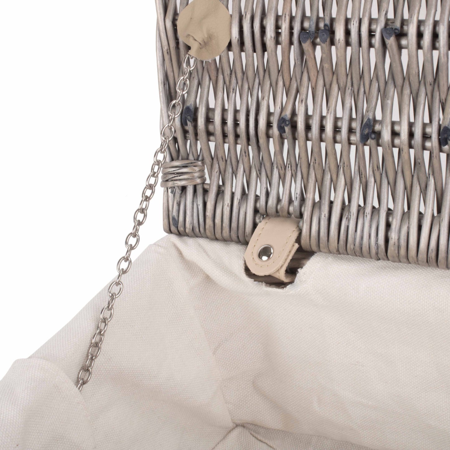 14 Inch Antique Wash Willow Hamper with White Lining