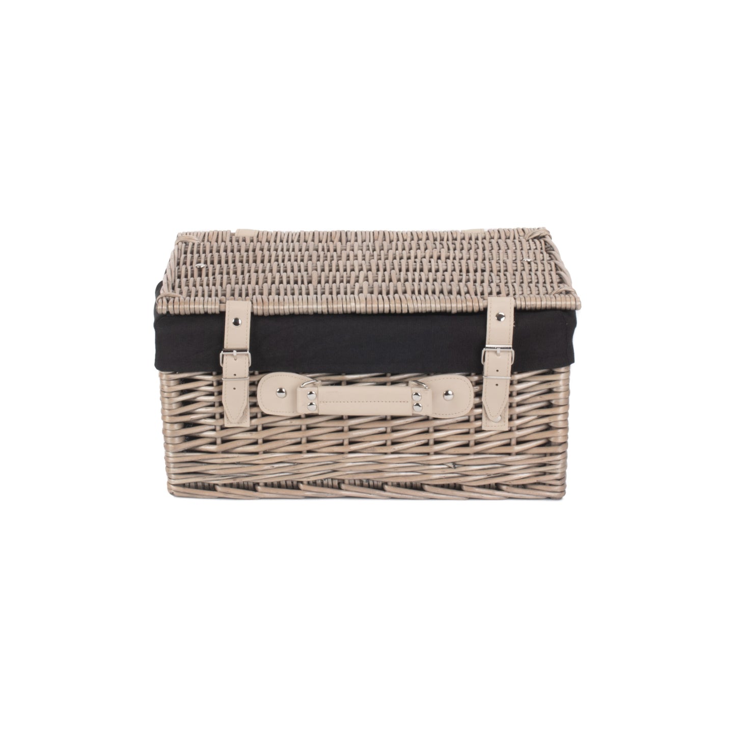 16 Inch Antique Wash Willow Hamper with Black Lining
