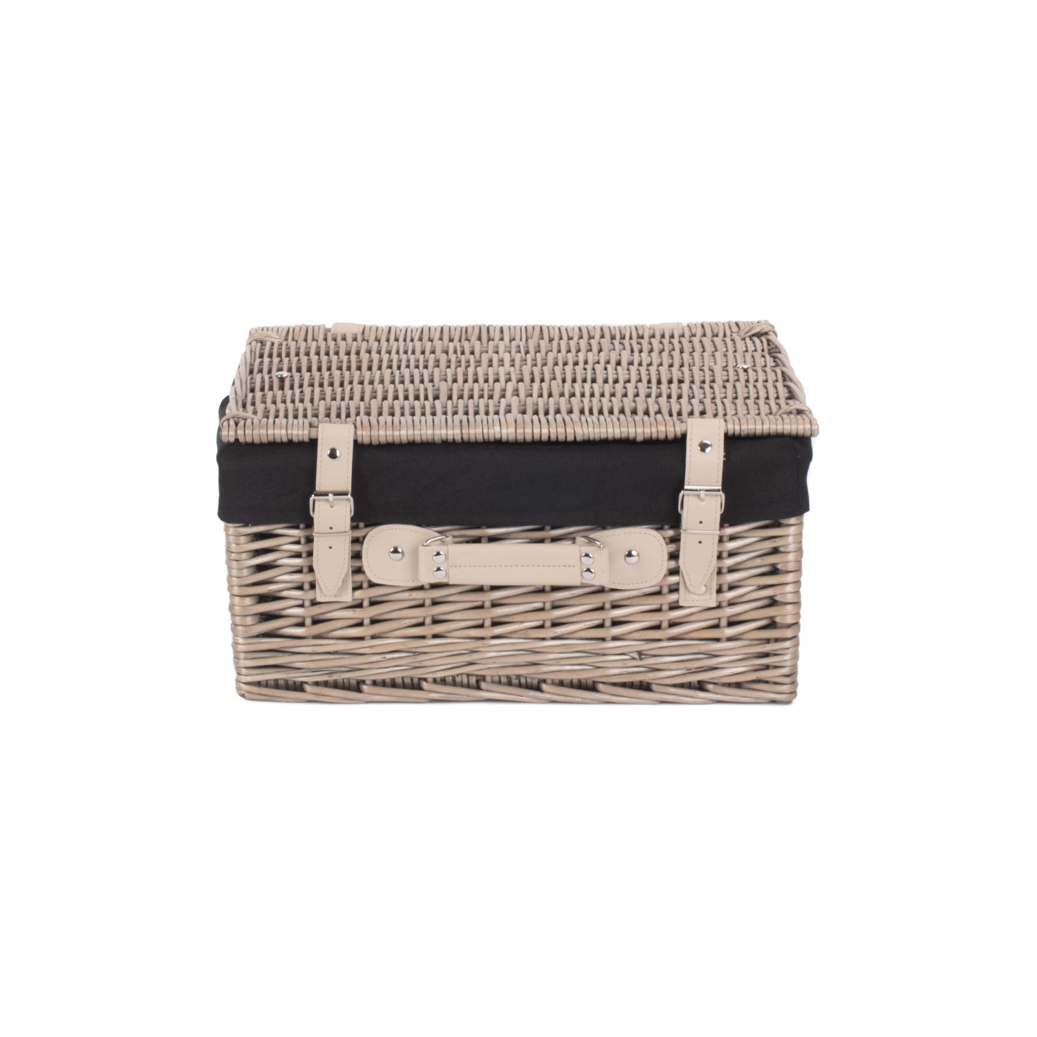 16 Inch Antique Wash Willow Hamper with Black Lining