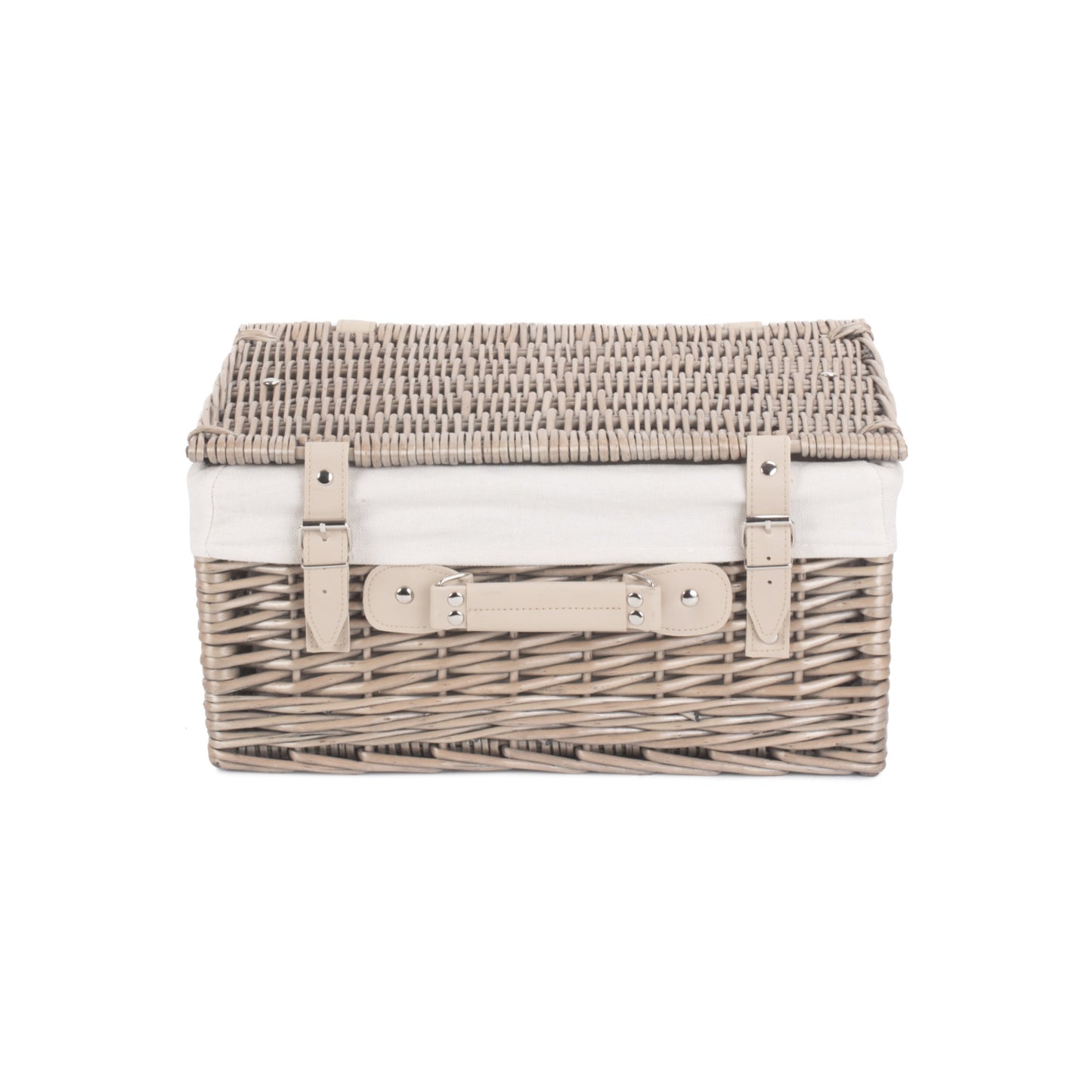 16 Inch Antique Wash Willow Hamper with White Lining