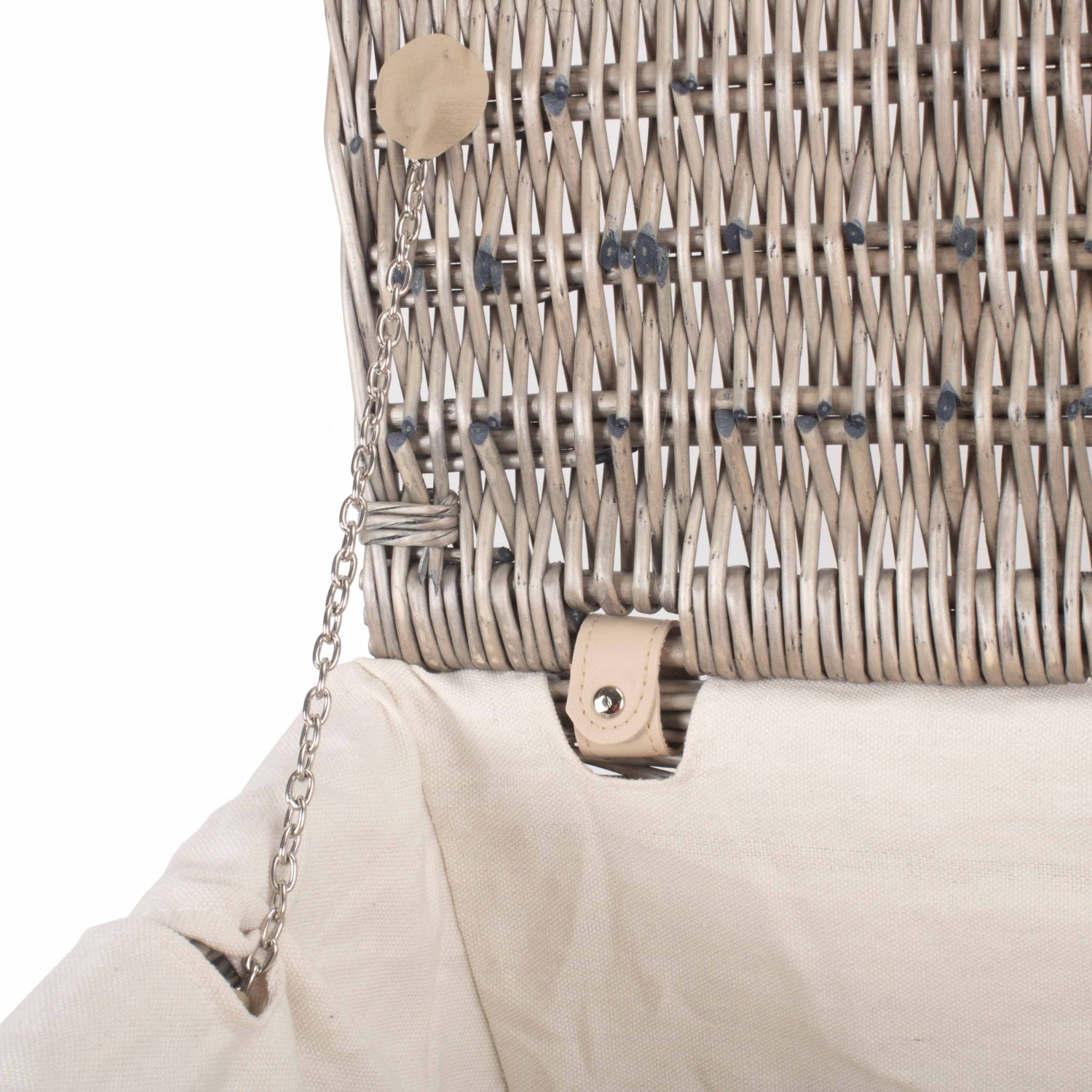 20 Inch Antique Wash Willow Hamper with White Lining
