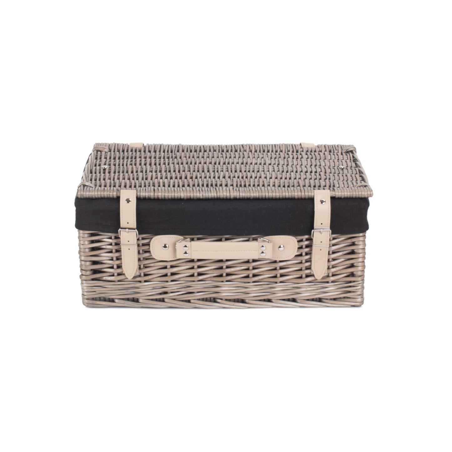 18 Inch Antique Wash Willow Hamper with Black Lining
