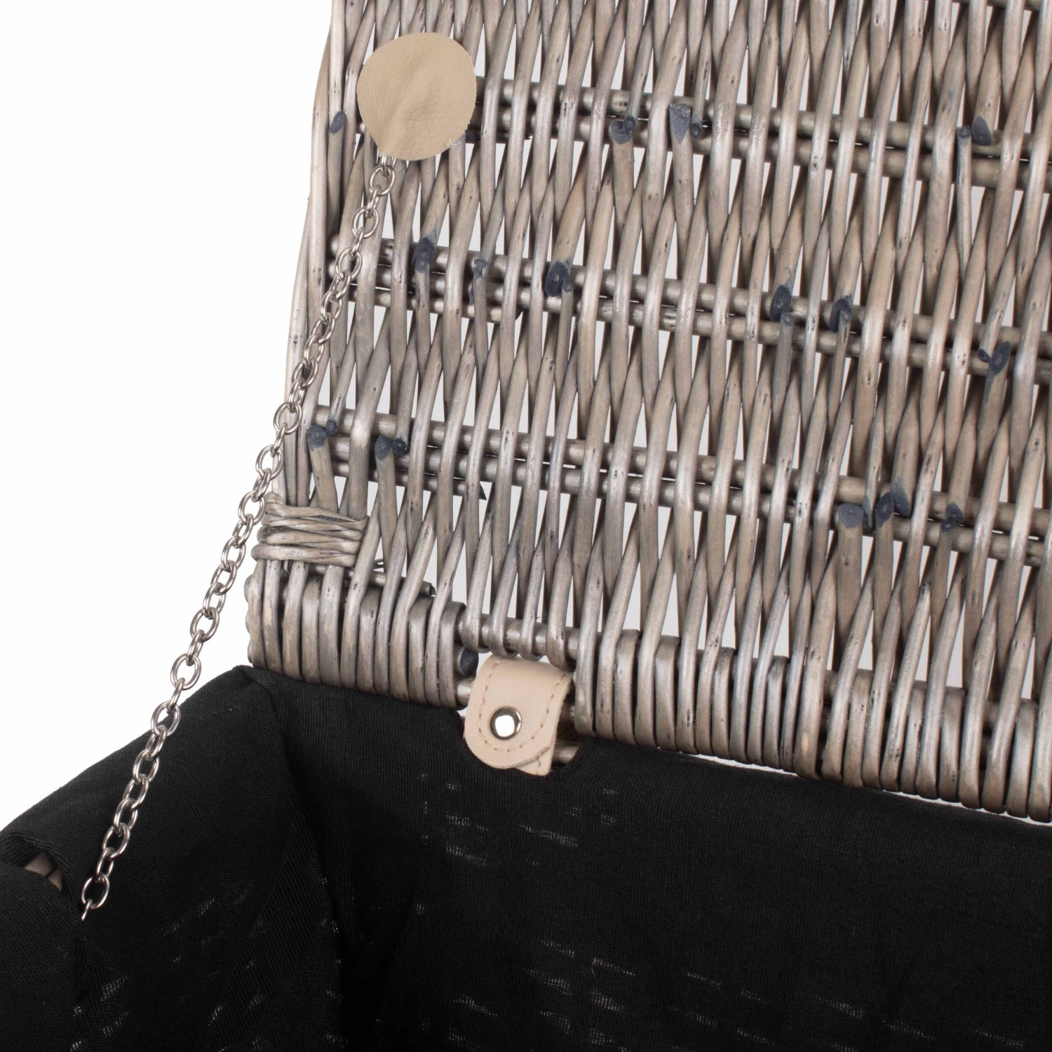 18 Inch Antique Wash Willow Hamper with Black Lining