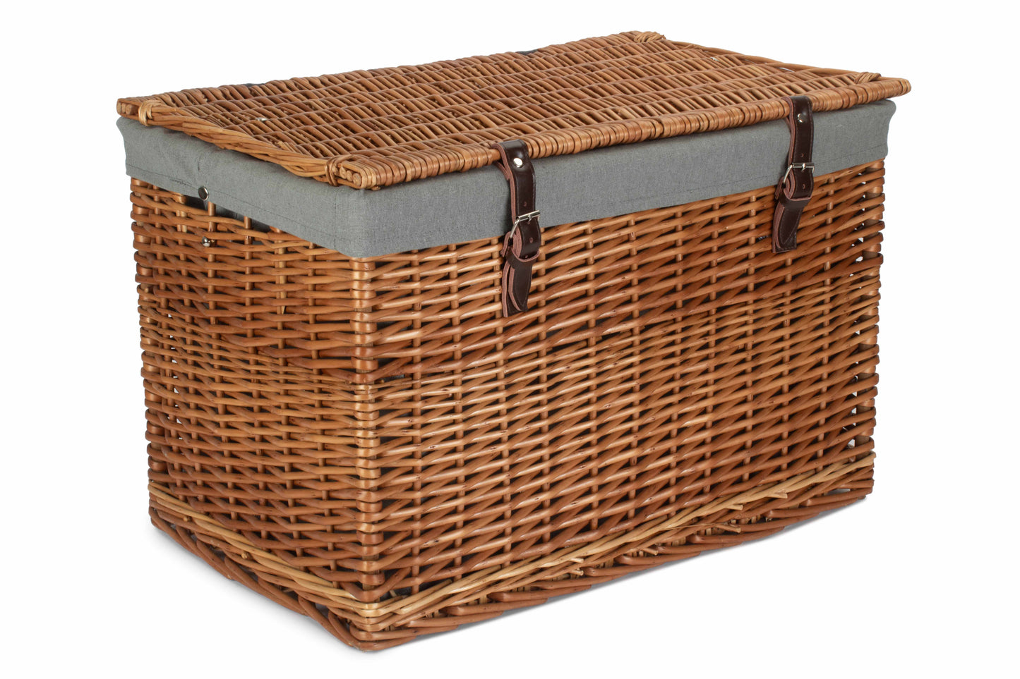 24" Double Steamed Willow Chest Hamper Trunk with Grey Sage Lining