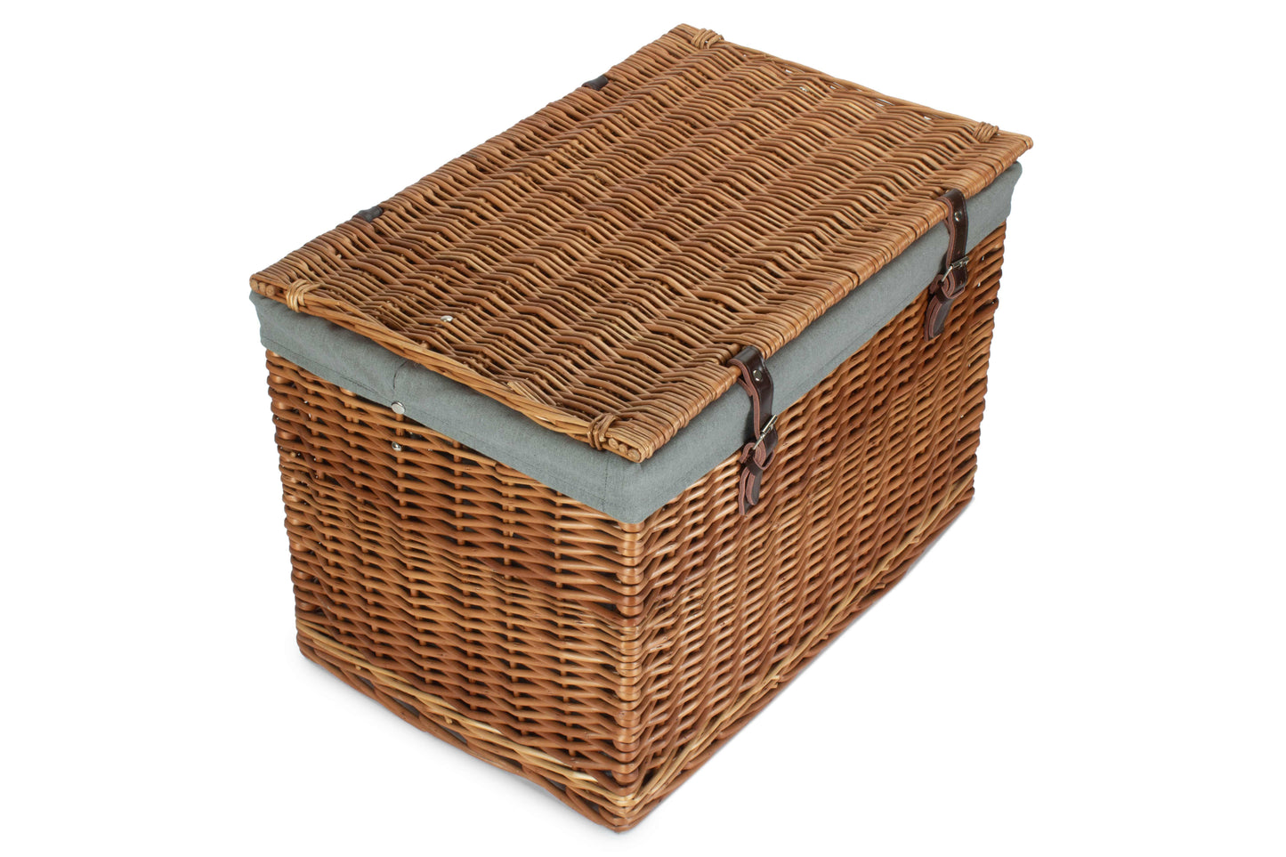 24" Double Steamed Willow Chest Hamper Trunk with Grey Sage Lining