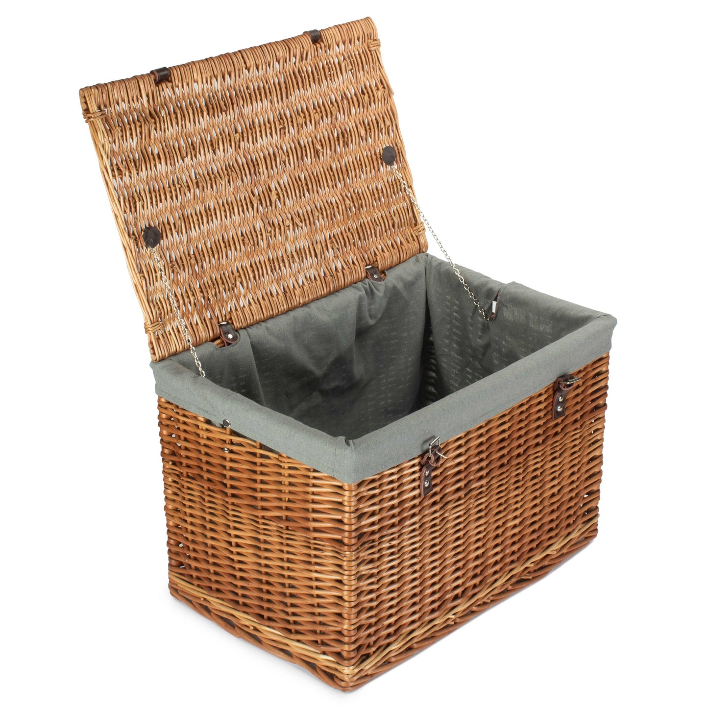 24" Double Steamed Willow Chest Hamper Trunk with Grey Sage Lining