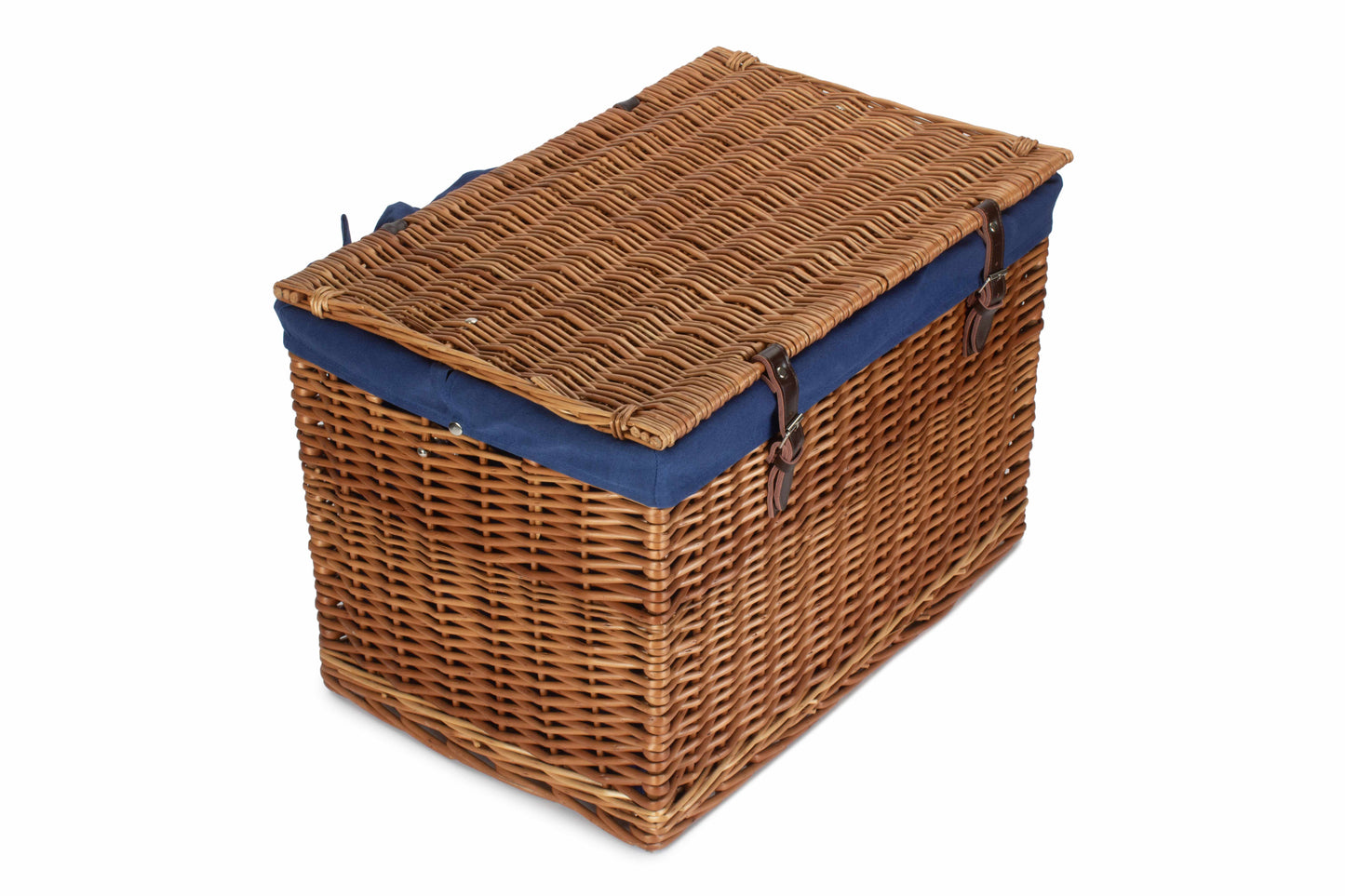 24" Double Steamed Willow Chest Hamper Trunk with Navy Blue Lining