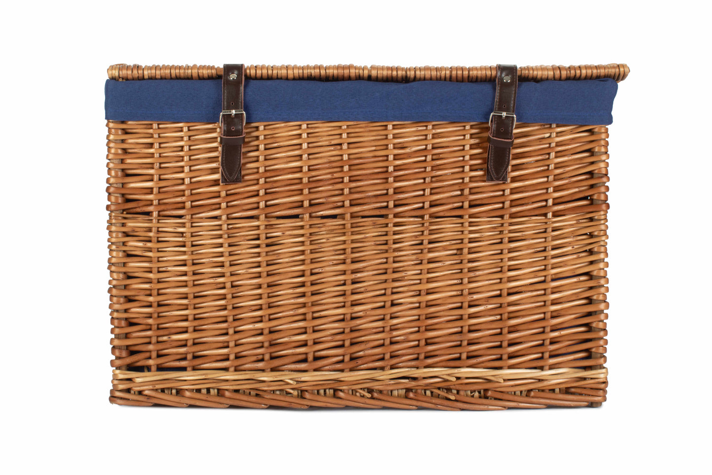 24" Double Steamed Willow Chest Hamper Trunk with Navy Blue Lining