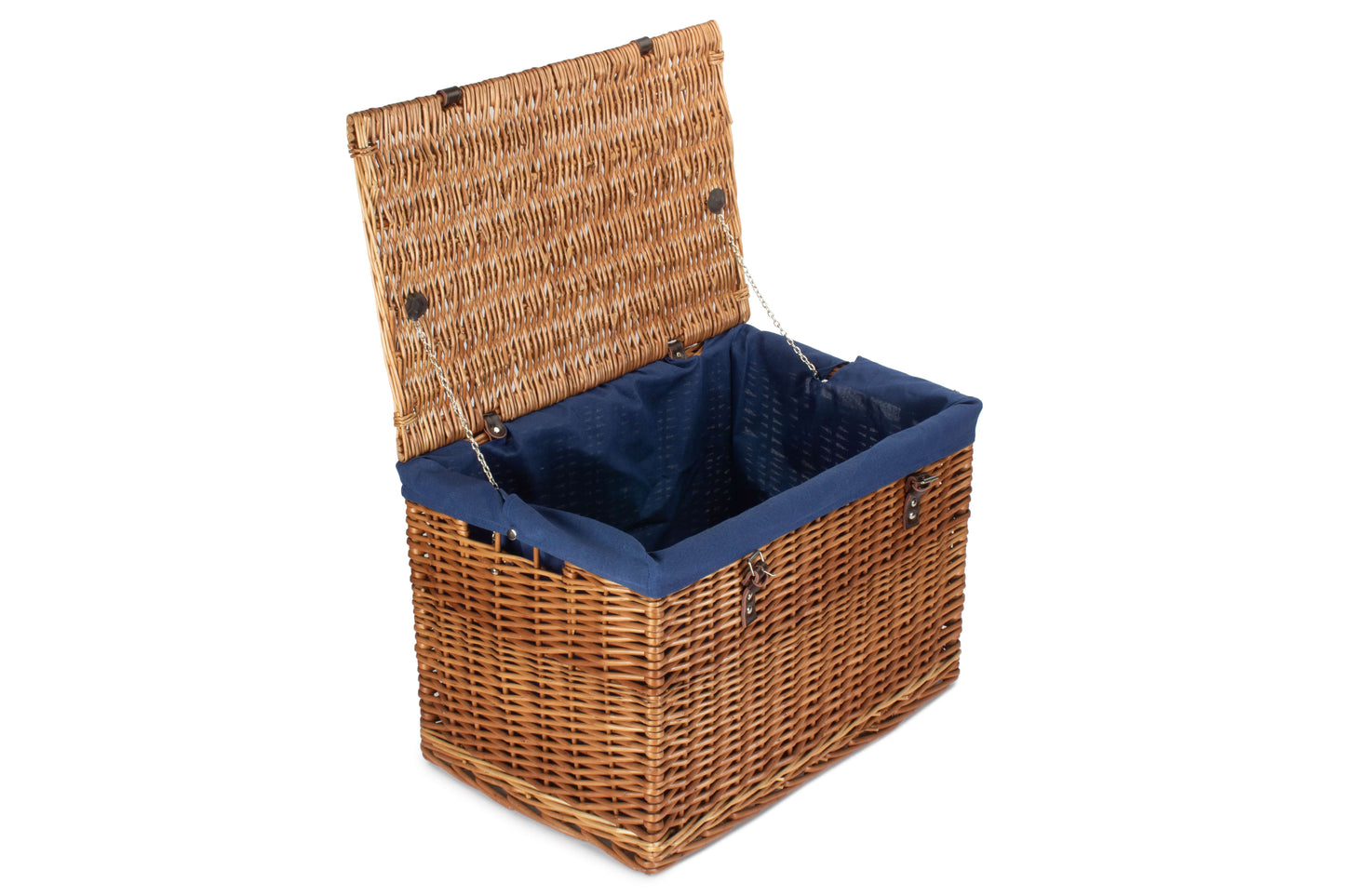 24" Double Steamed Willow Chest Hamper Trunk with Navy Blue Lining