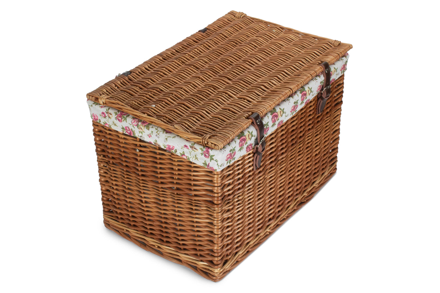 24" Double Steamed Willow Chest Hamper Trunk with Garden Rose Lining