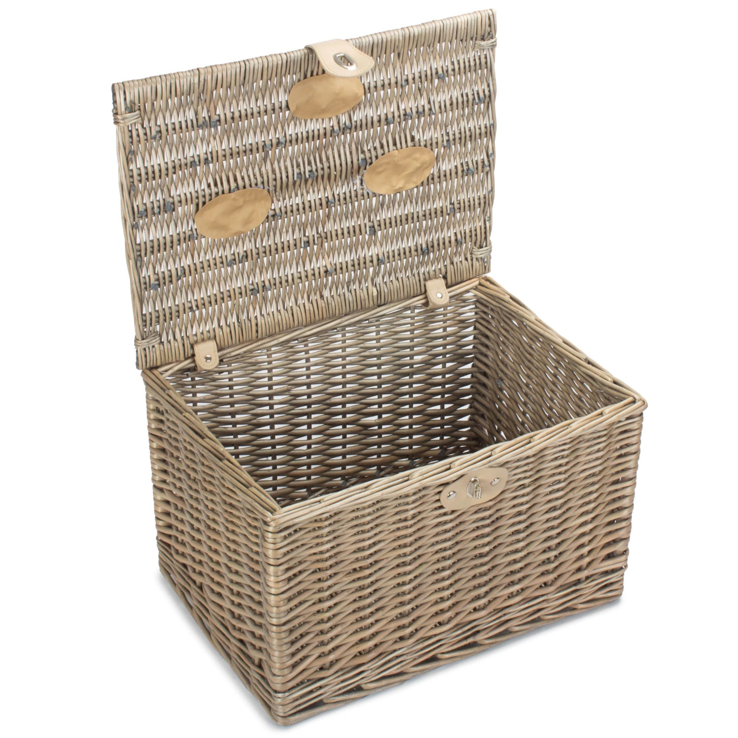 Antique Wash Finish Willow Chest Hamper - Large