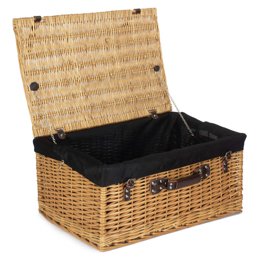 24 Inch Buff Willow Hamper with Black Lining