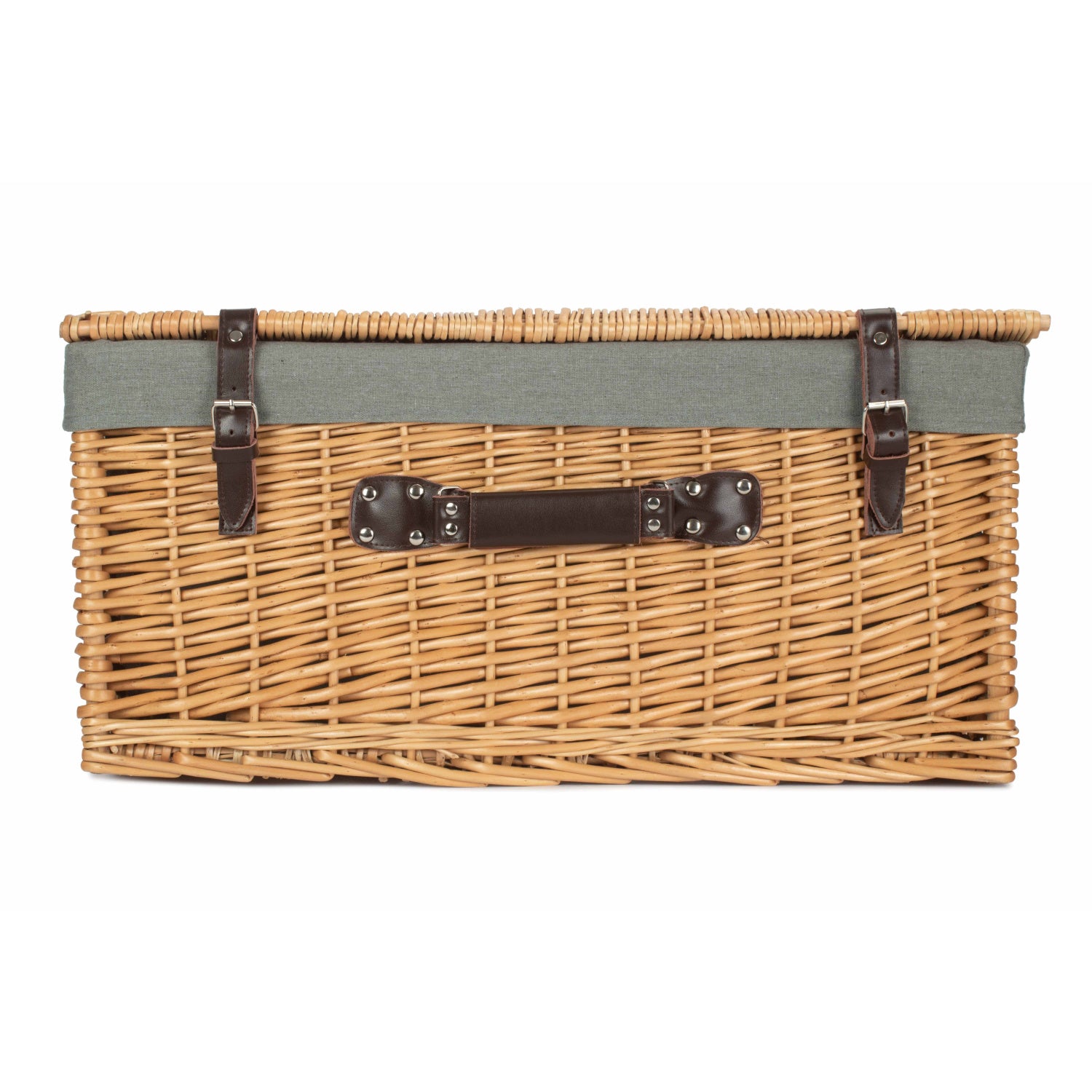 24 Inch Buff Willow Hamper with Grey Sage Lining
