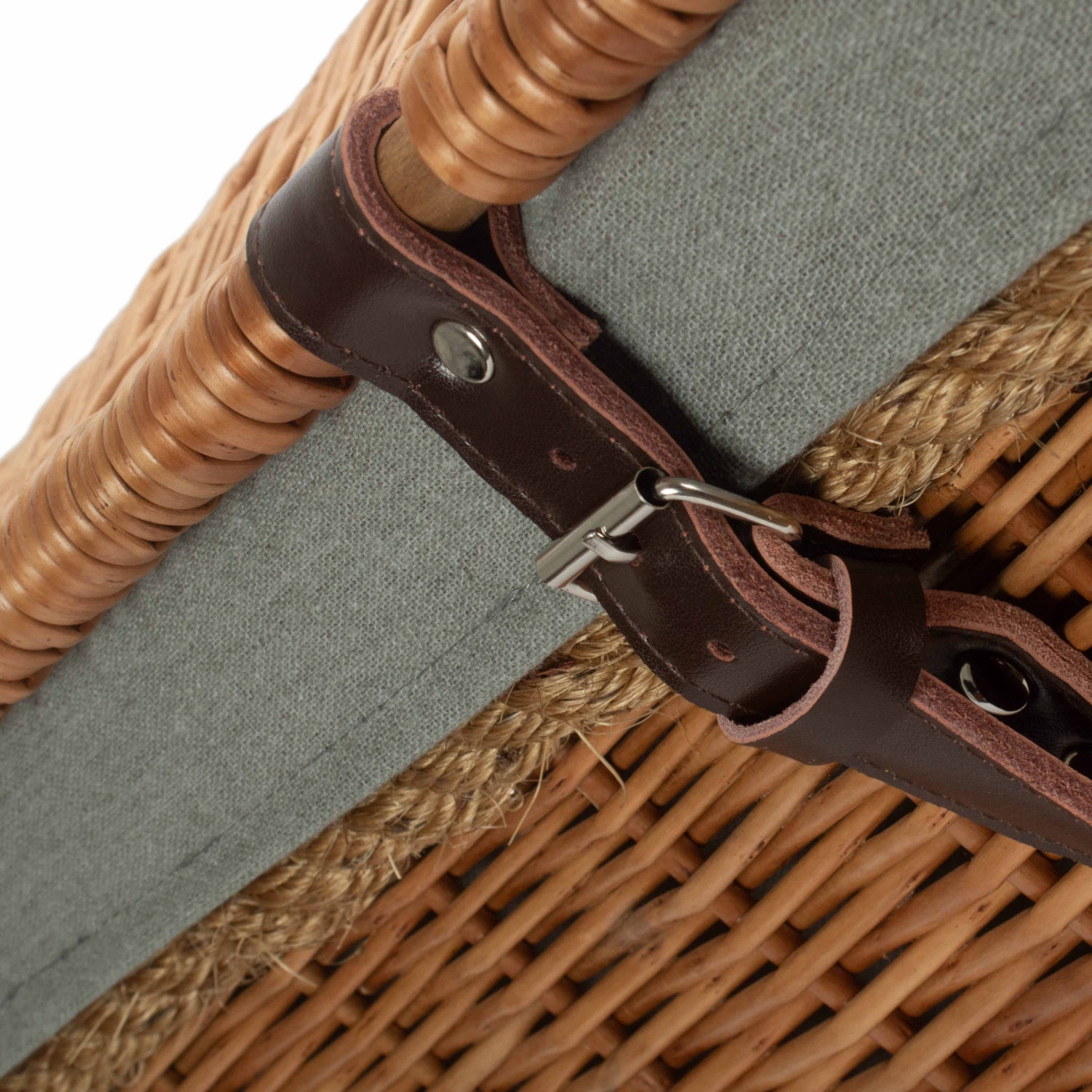 24 Inch Double Steamed Willow Rope Handled Trunk with Grey Sage Lining