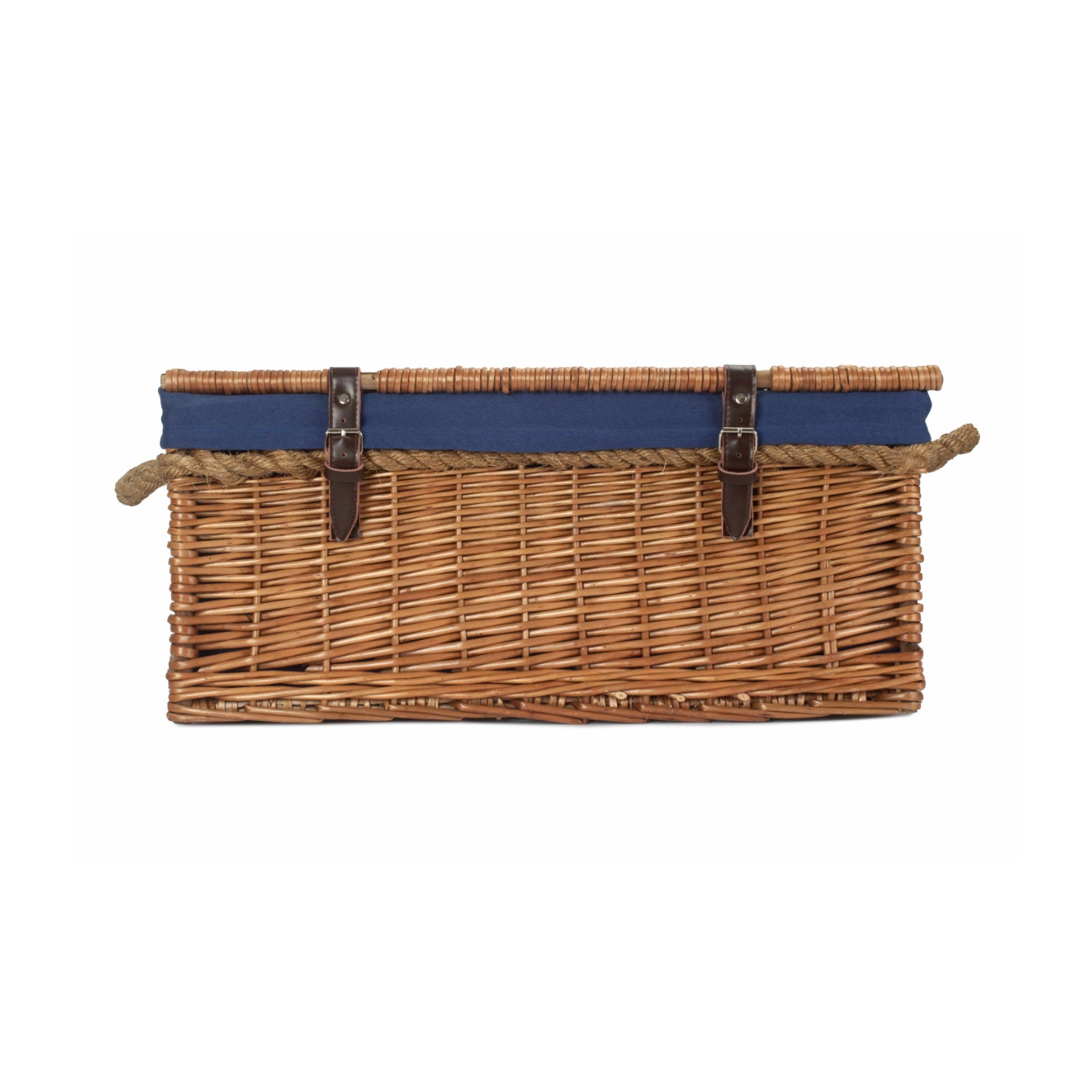 24 Inch Double Steamed Willow Rope Handled Trunk with Navy Blue Lining