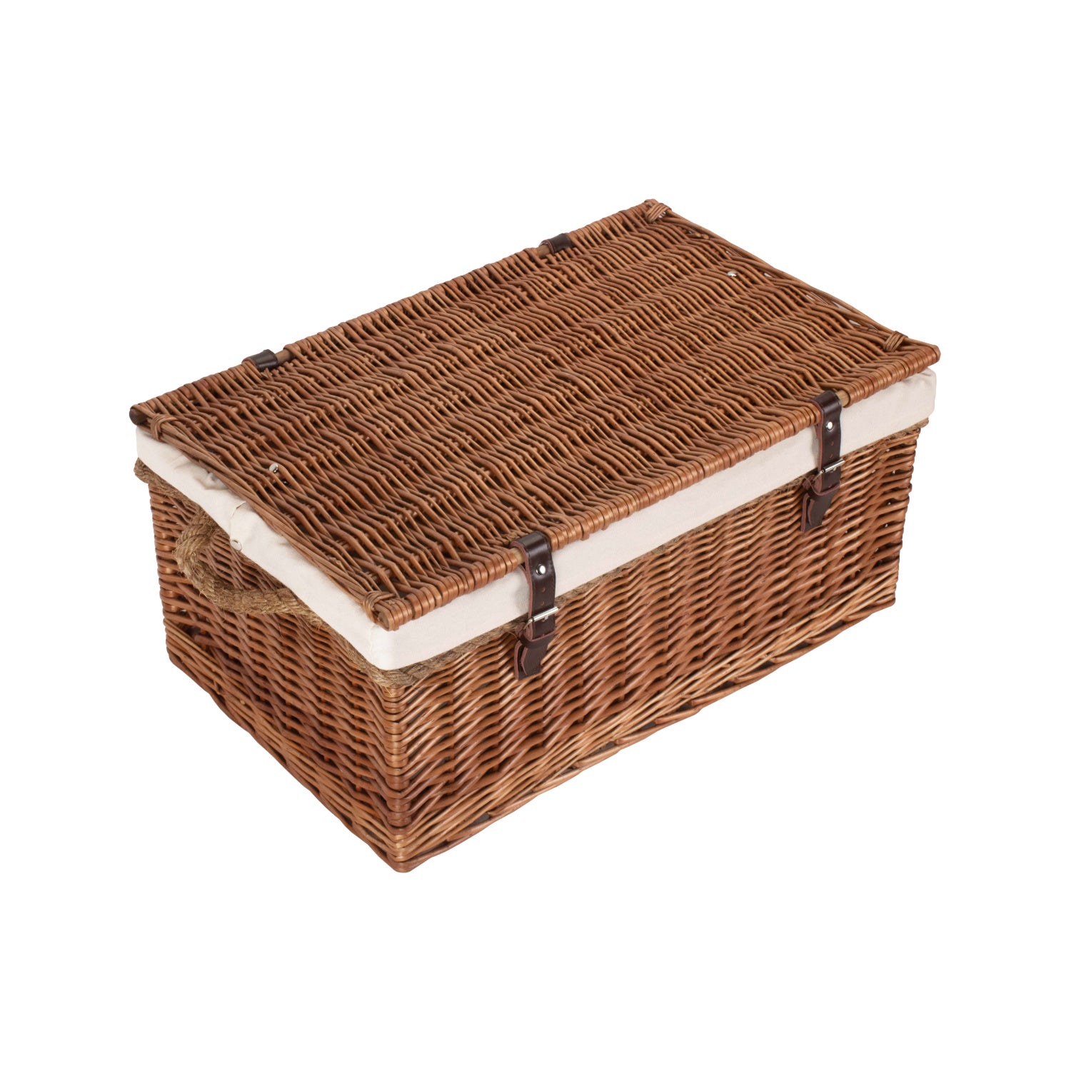 24 Inch Double Steamed Willow Rope Handled Trunk with White Lining