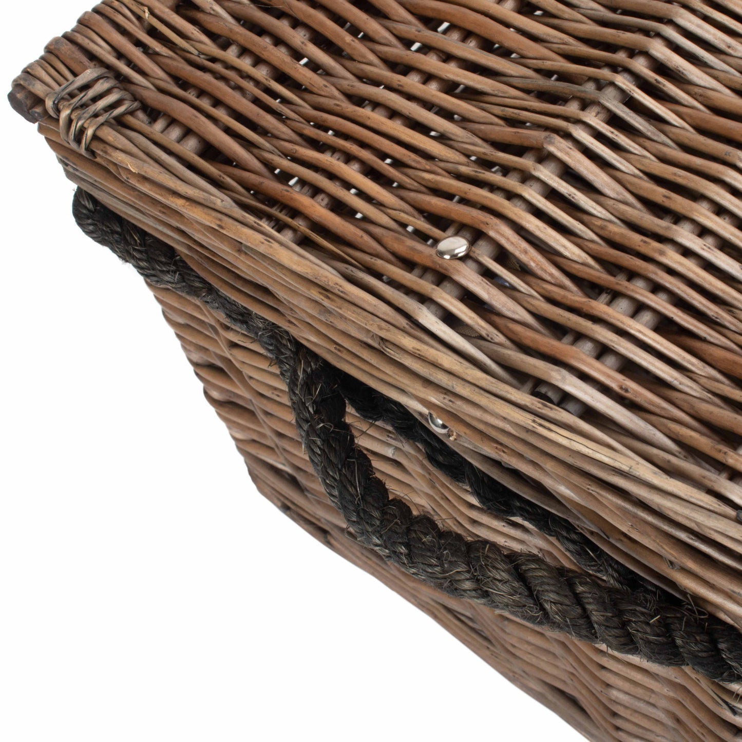 24 Inch Antique Wash Willow Rope Handled Trunk