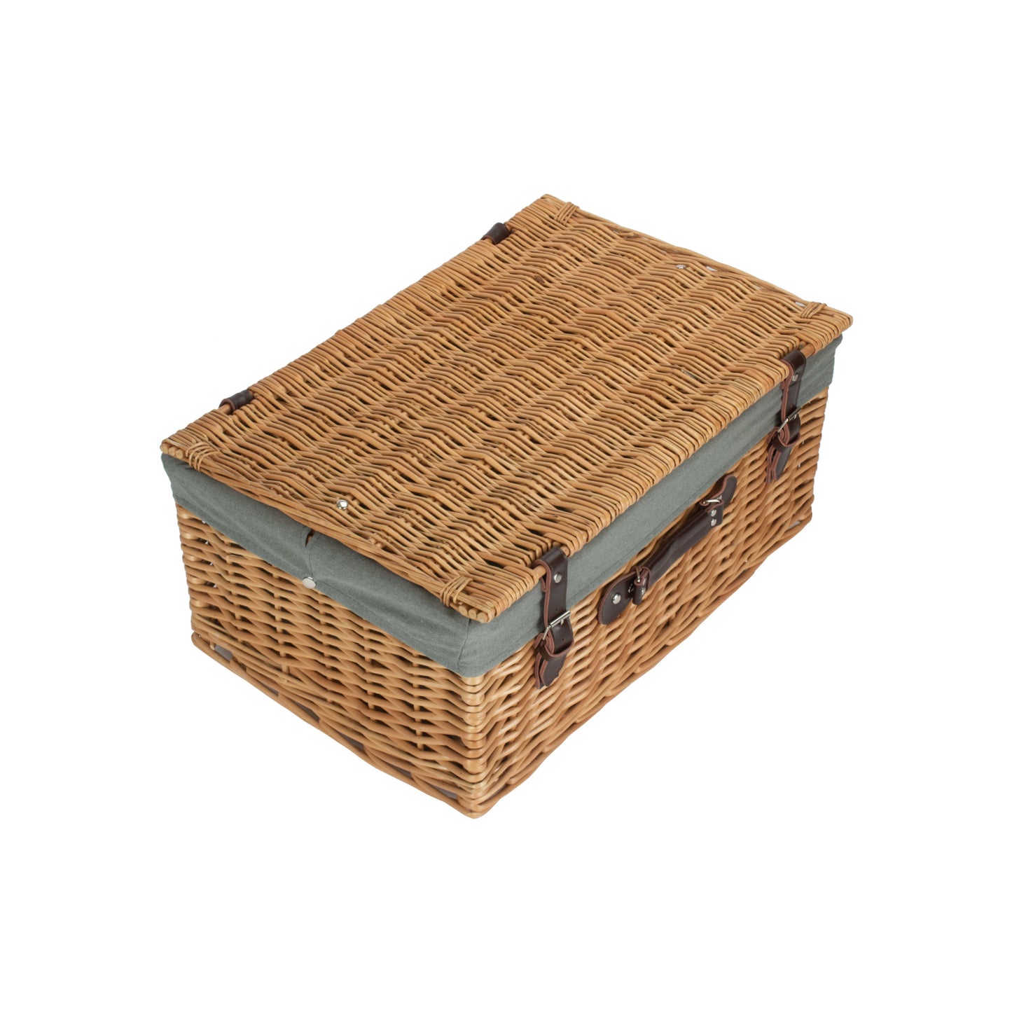 22 Inch Buff Willow Hamper with Grey Sage Lining