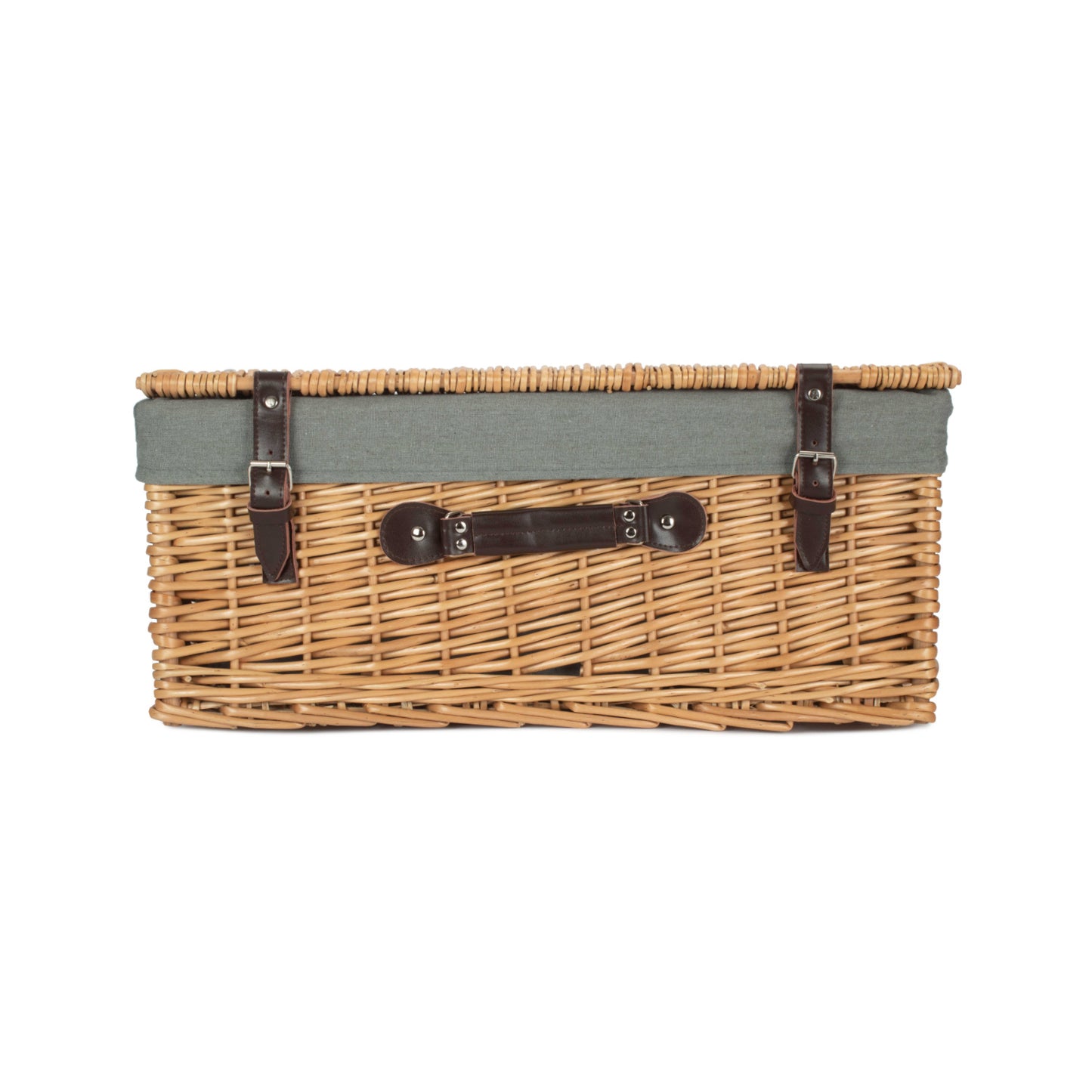 22 Inch Buff Willow Hamper with Grey Sage Lining