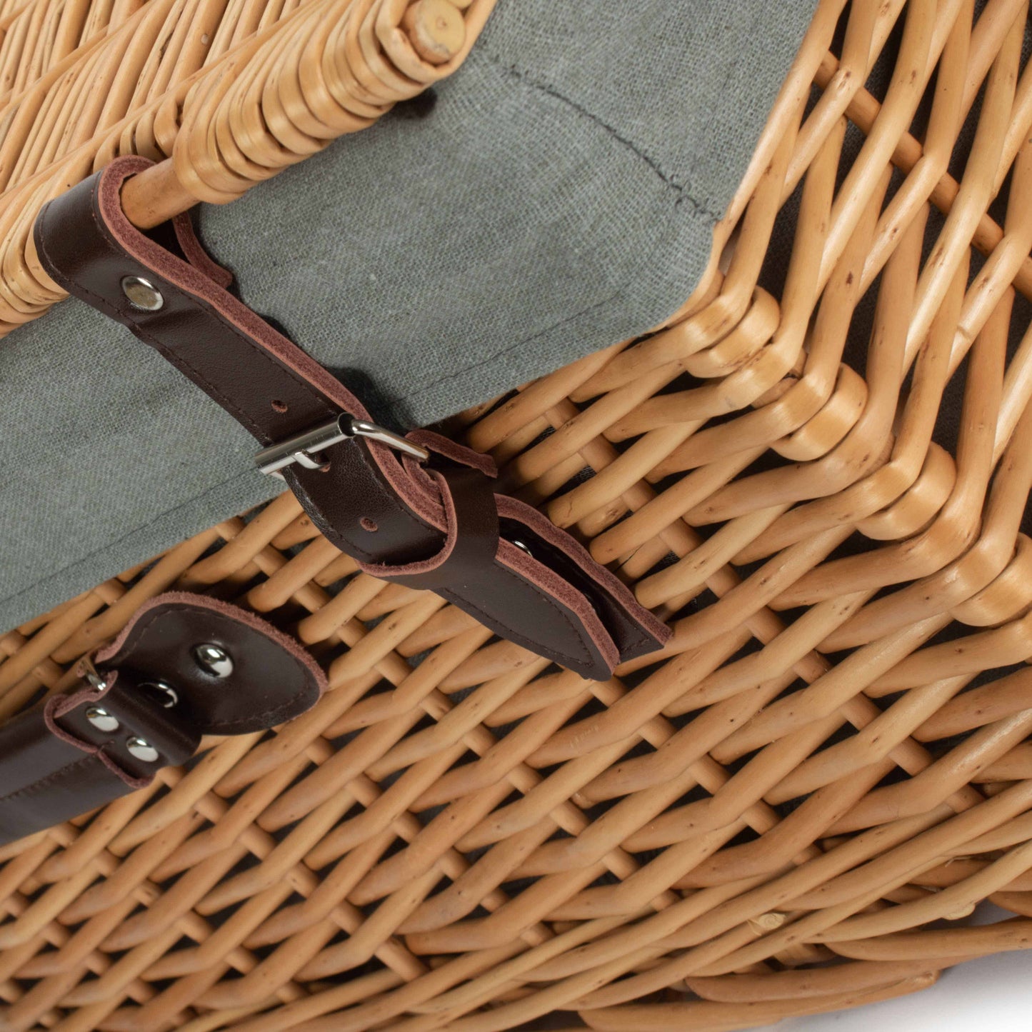 22 Inch Buff Willow Hamper with Grey Sage Lining