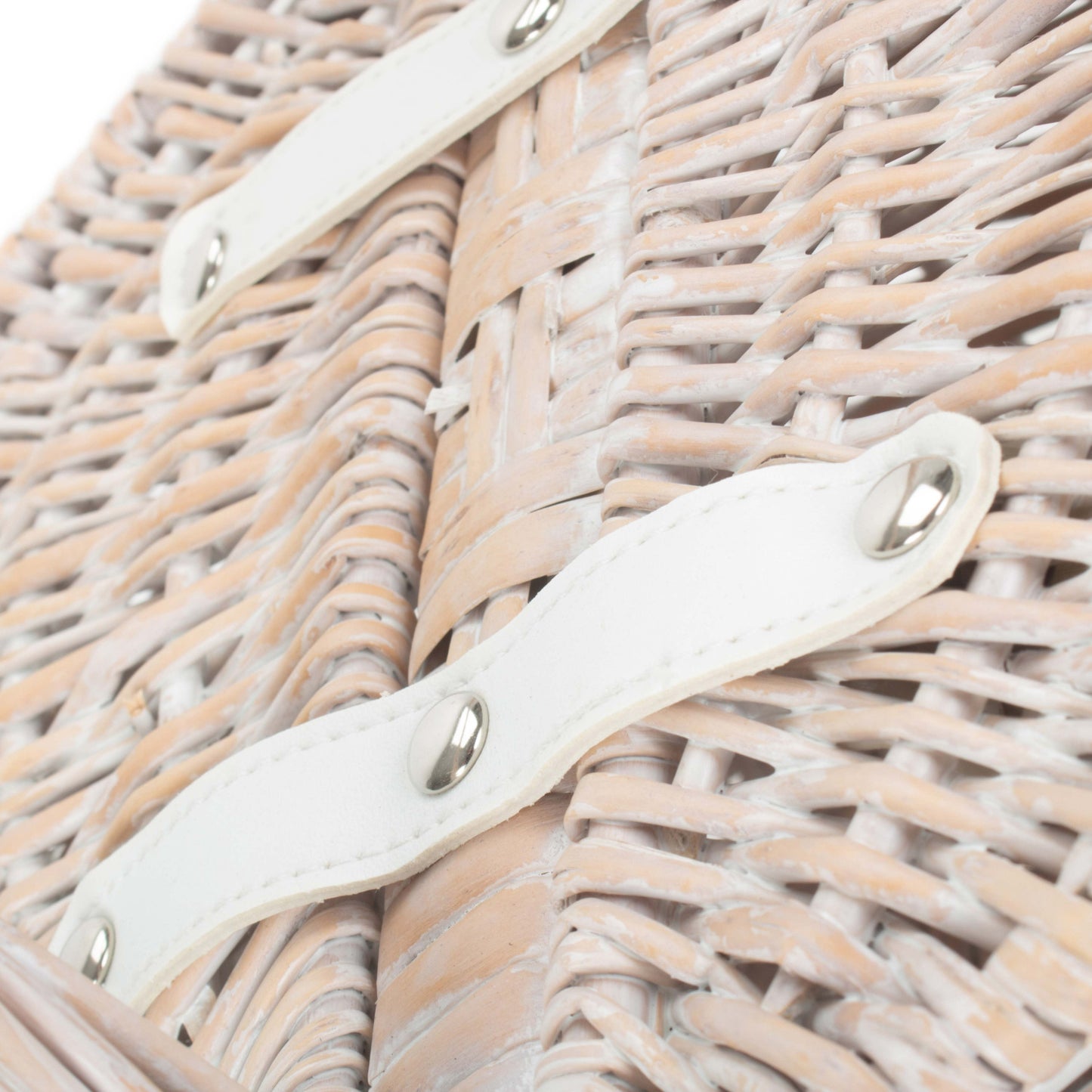 Child's White Wash Lidded Picnic Hamper Basket