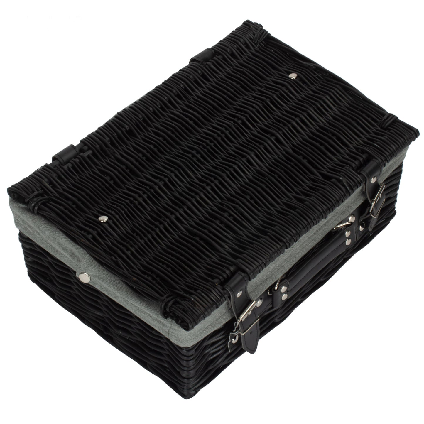 14 Inch Black Willow Hamper with Grey Sage Lining