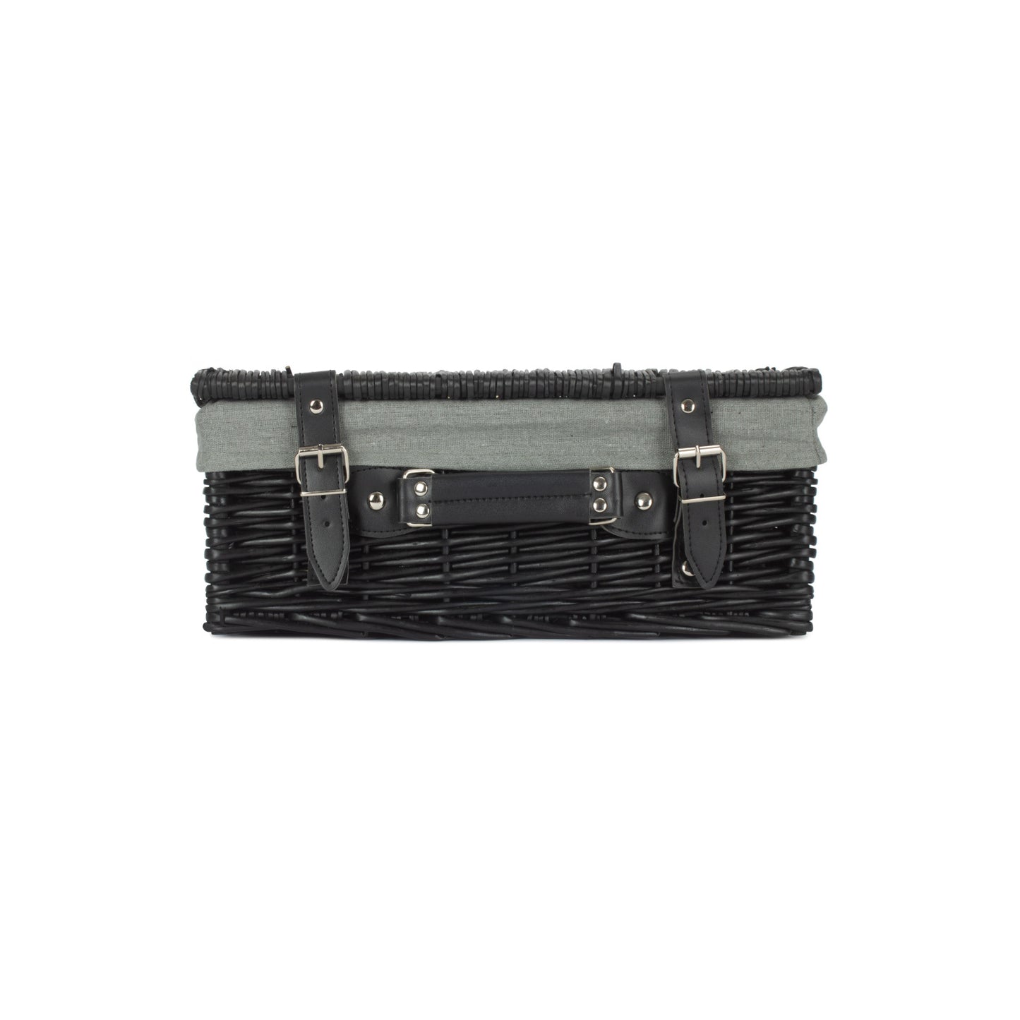 14 Inch Black Willow Hamper with Grey Sage Lining