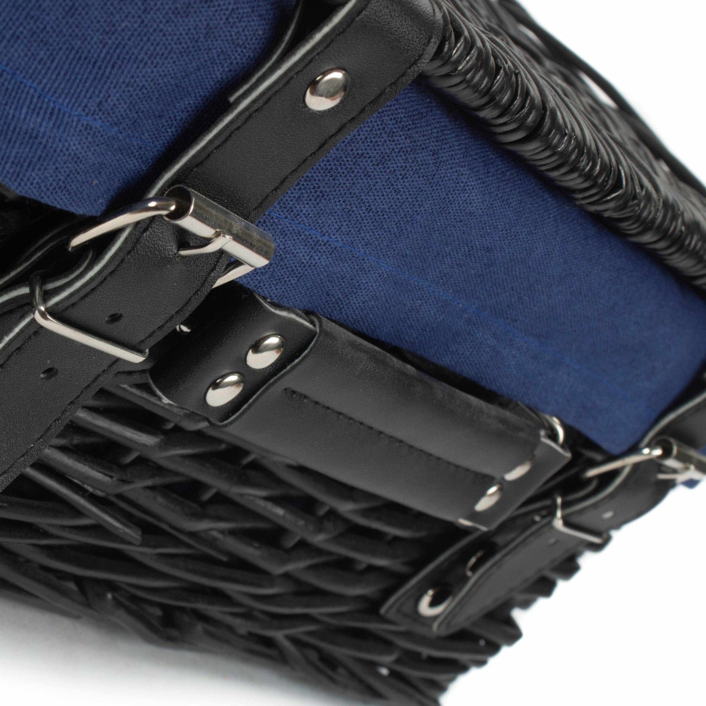14 Inch Black Willow Hamper with Navy Blue Lining