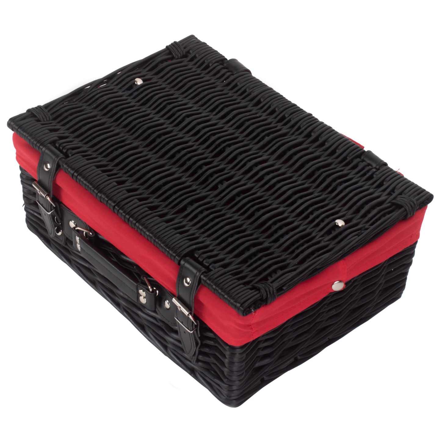 14 Inch Black Willow Hamper with Red Lining