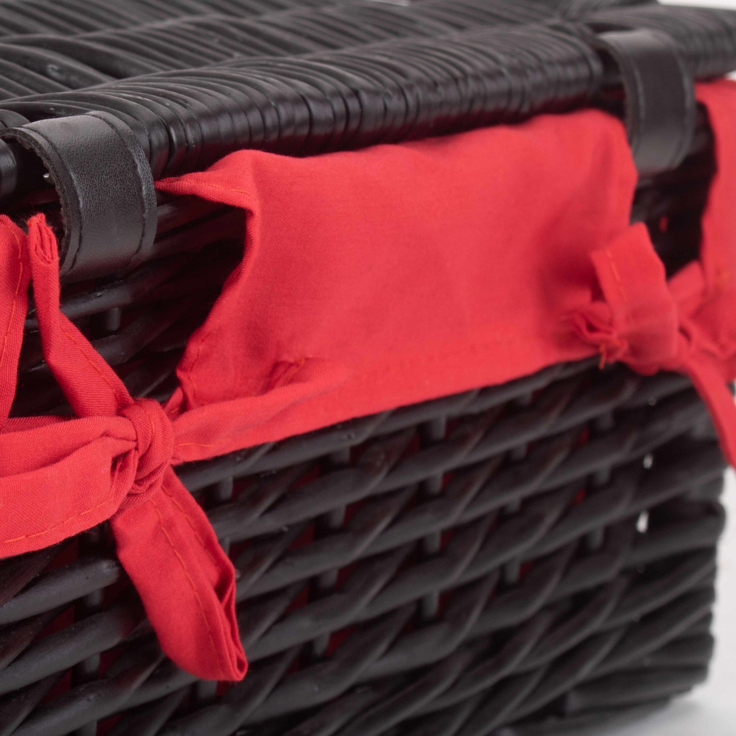 14 Inch Black Willow Hamper with Red Lining
