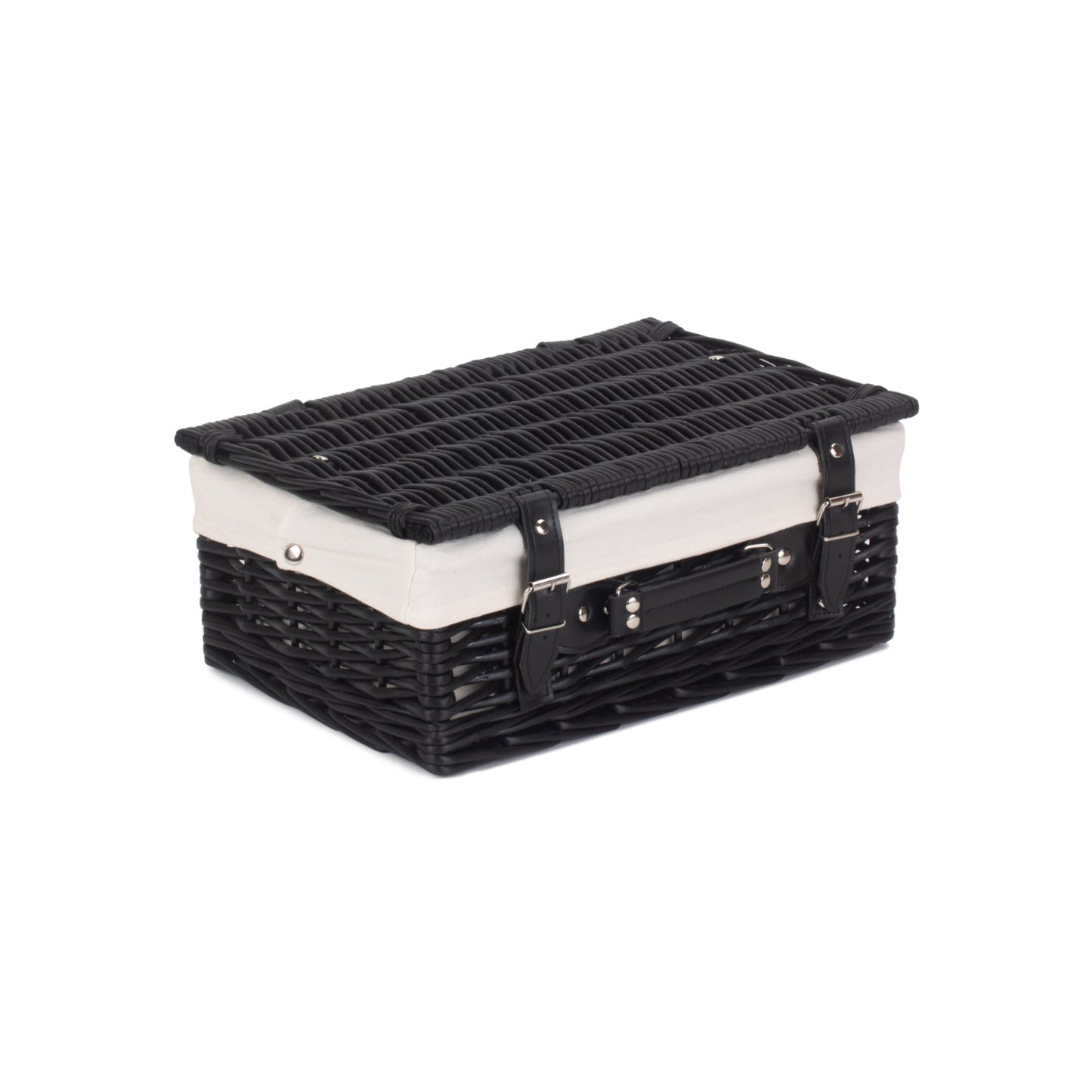 14 Inch Black Willow Hamper with White Lining