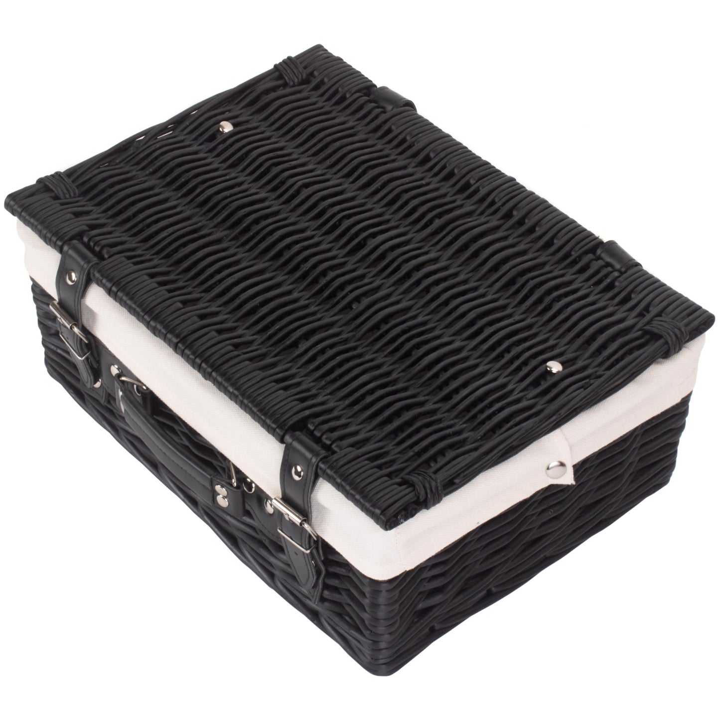 14 Inch Black Willow Hamper with White Lining