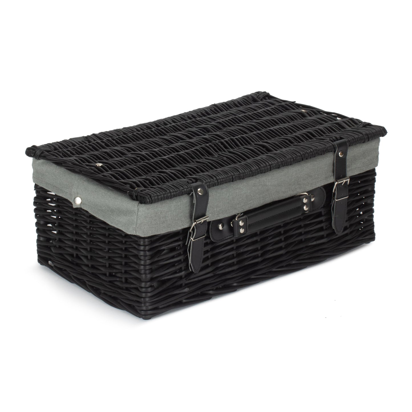 18 Inch Black Willow Hamper with Grey Sage Lining