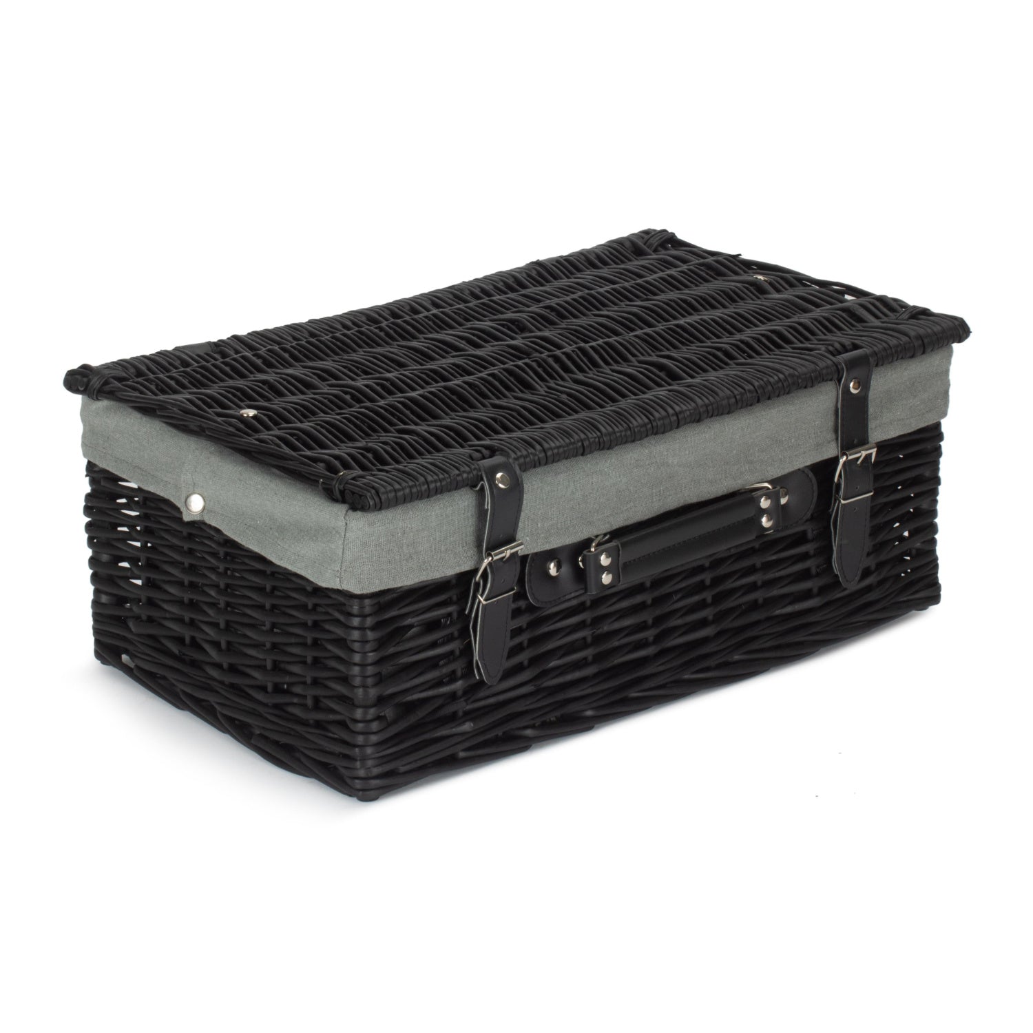 18 Inch Black Willow Hamper with Grey Sage Lining