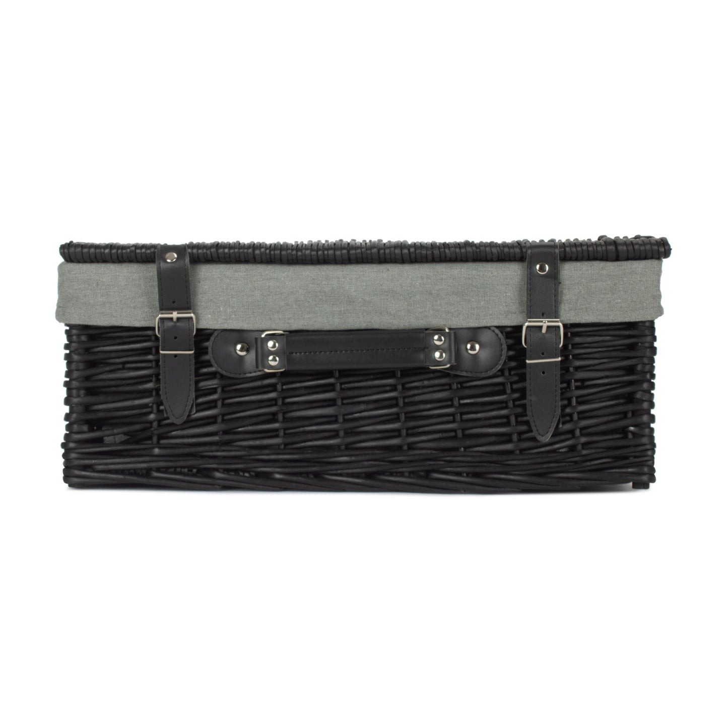 18 Inch Black Willow Hamper with Grey Sage Lining