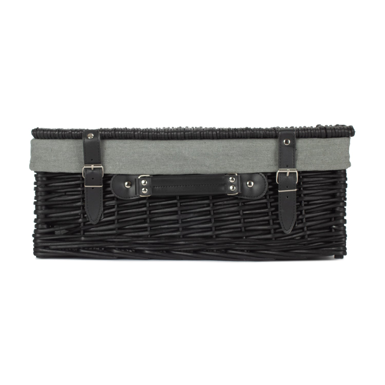 18 Inch Black Willow Hamper with Grey Sage Lining
