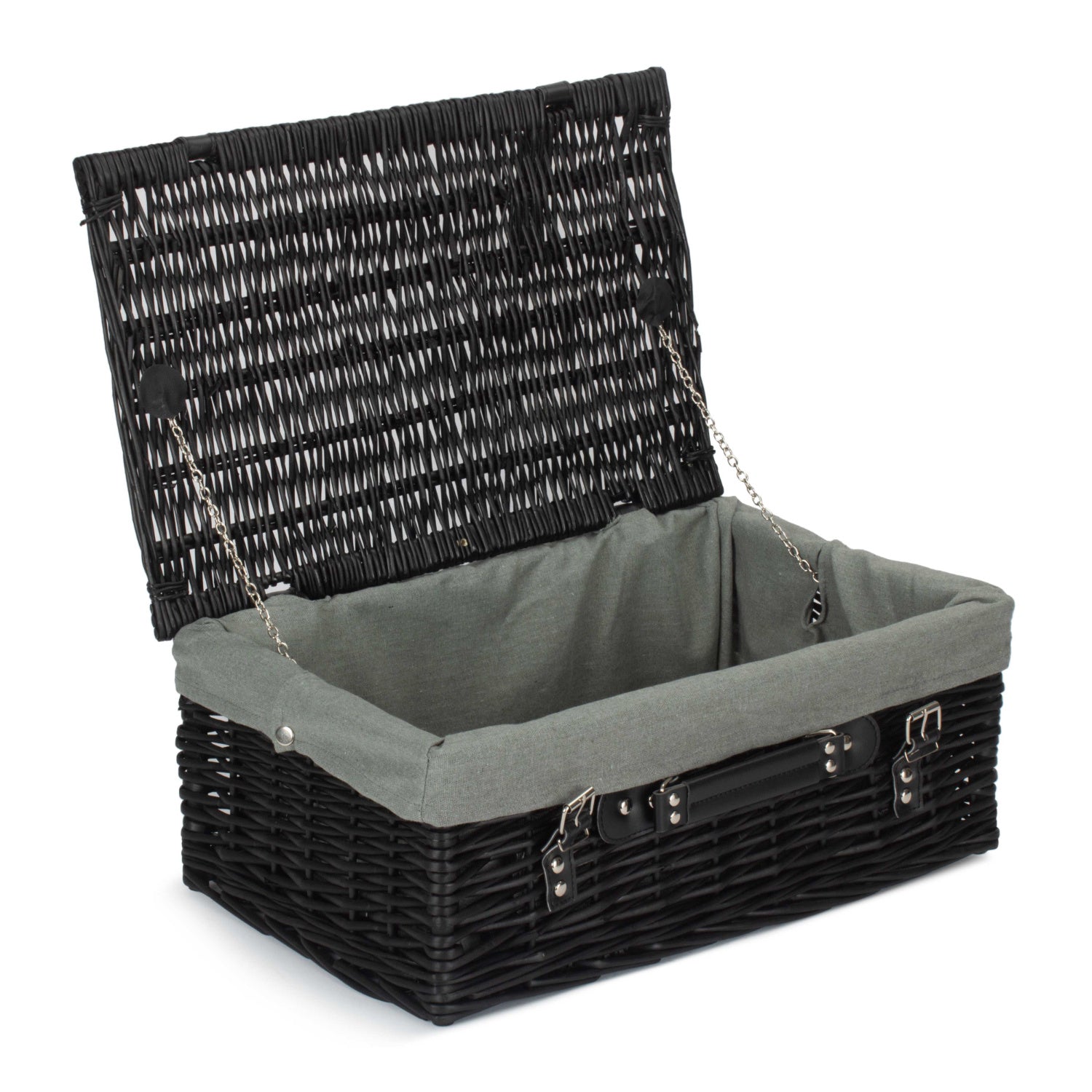 18 Inch Black Willow Hamper with Grey Sage Lining