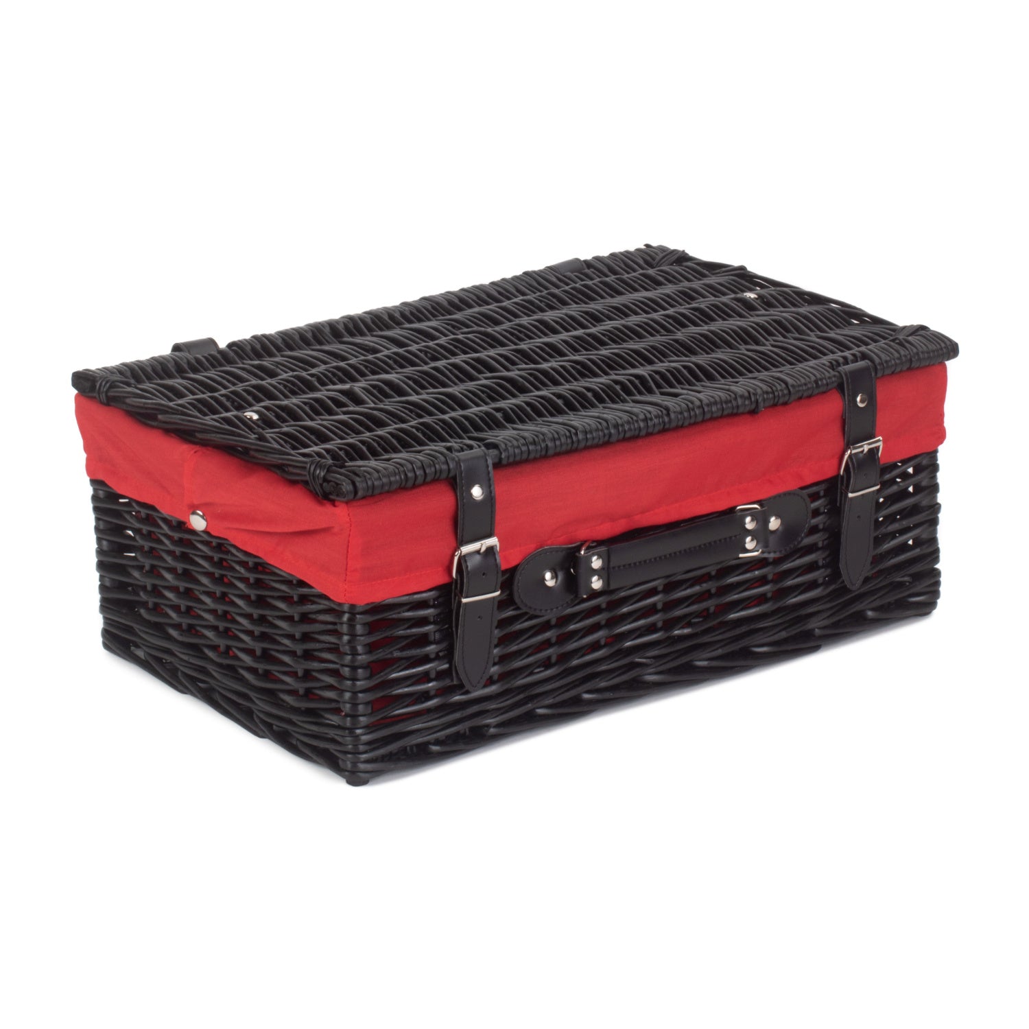 18 Inch Black Willow Hamper with Red Lining