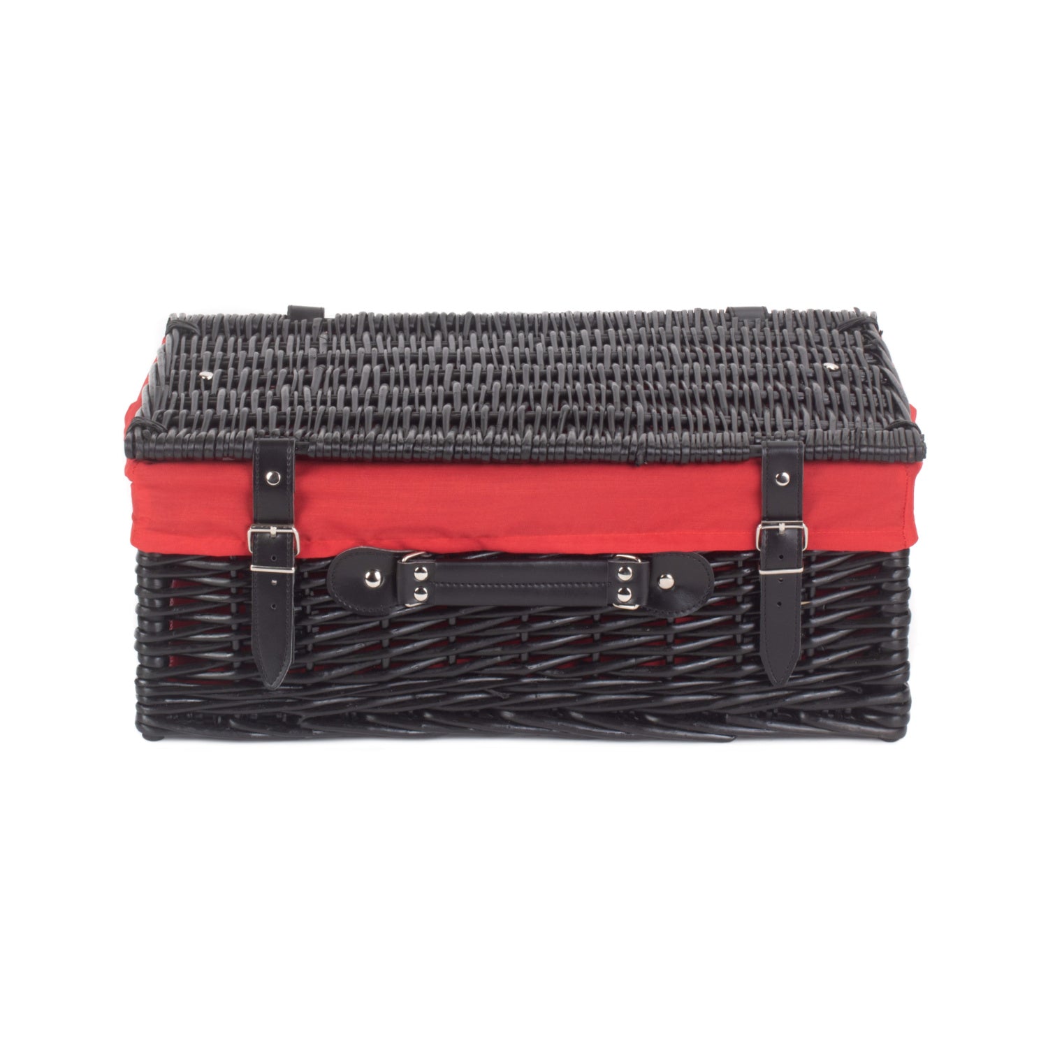 18 Inch Black Willow Hamper with Red Lining