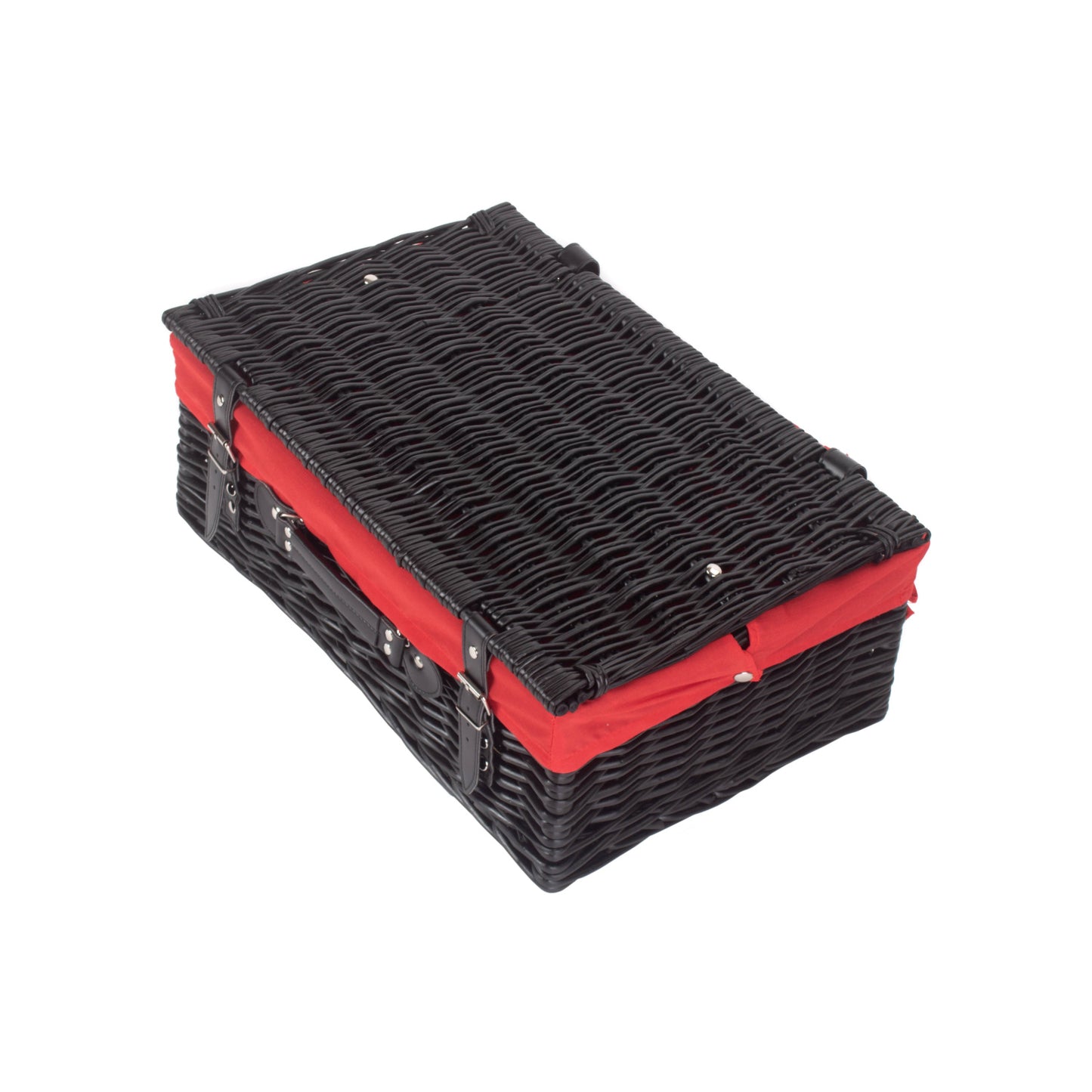 18 Inch Black Willow Hamper with Red Lining