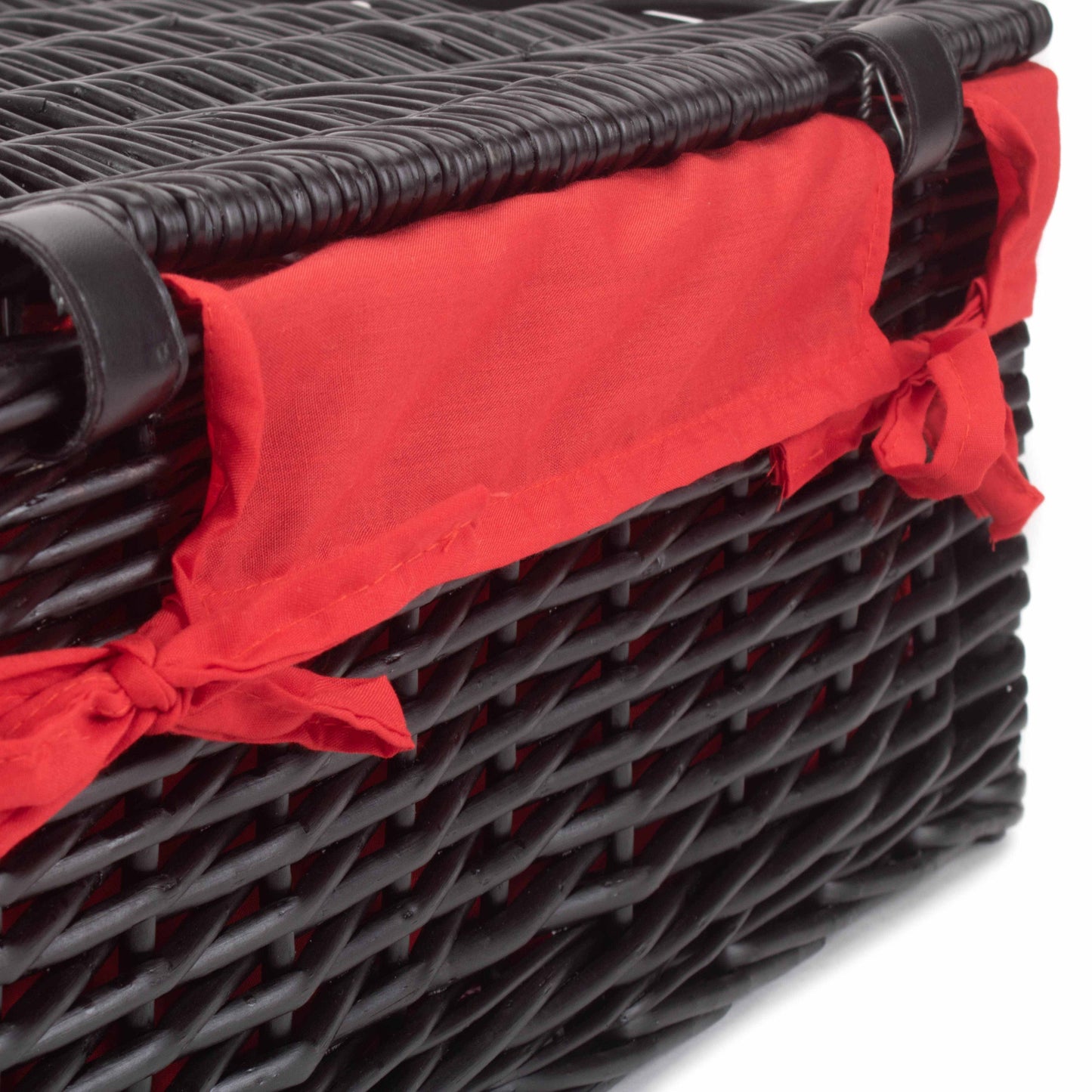 18 Inch Black Willow Hamper with Red Lining