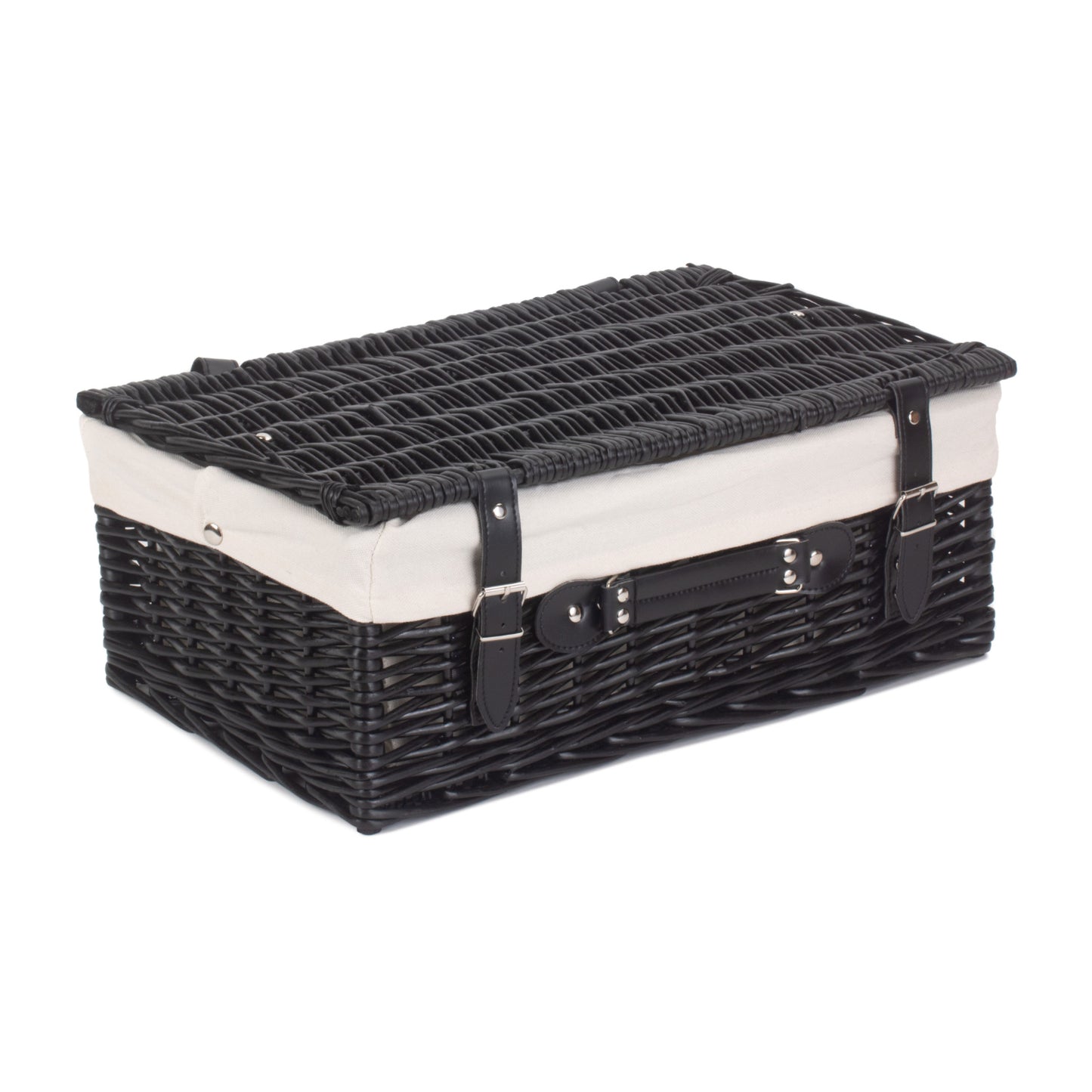 18 Inch Black Willow Hamper with White Lining