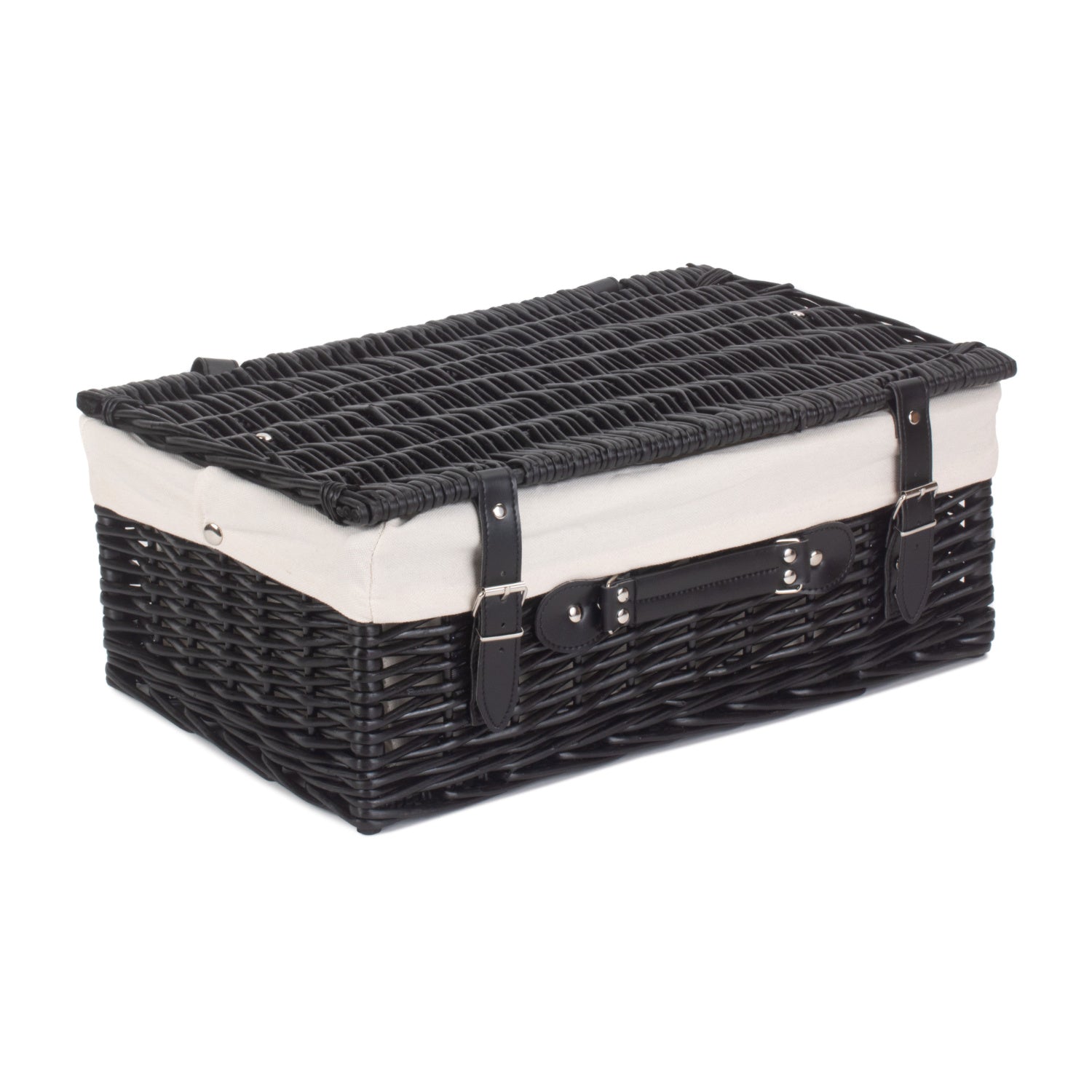 18 Inch Black Willow Hamper with White Lining