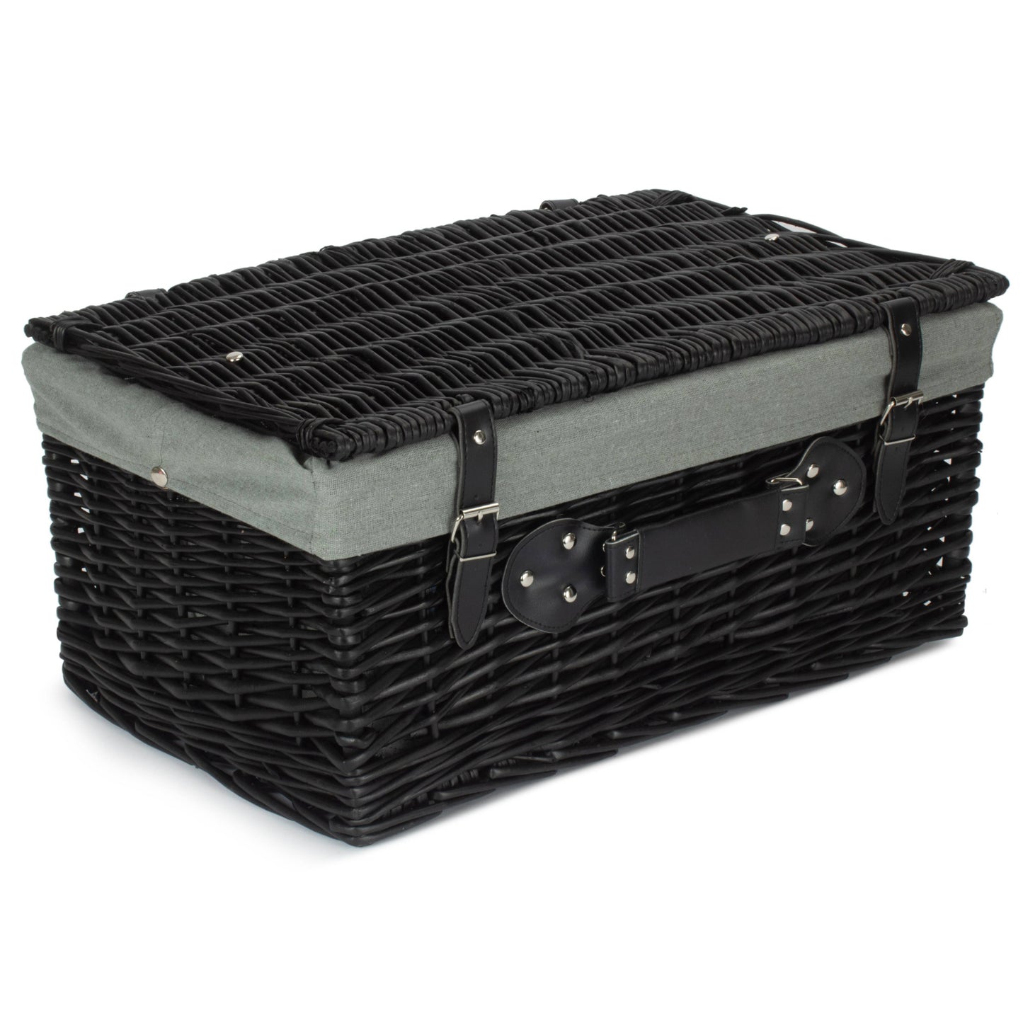 20 Inch Black Willow Hamper with Grey Sage Lining