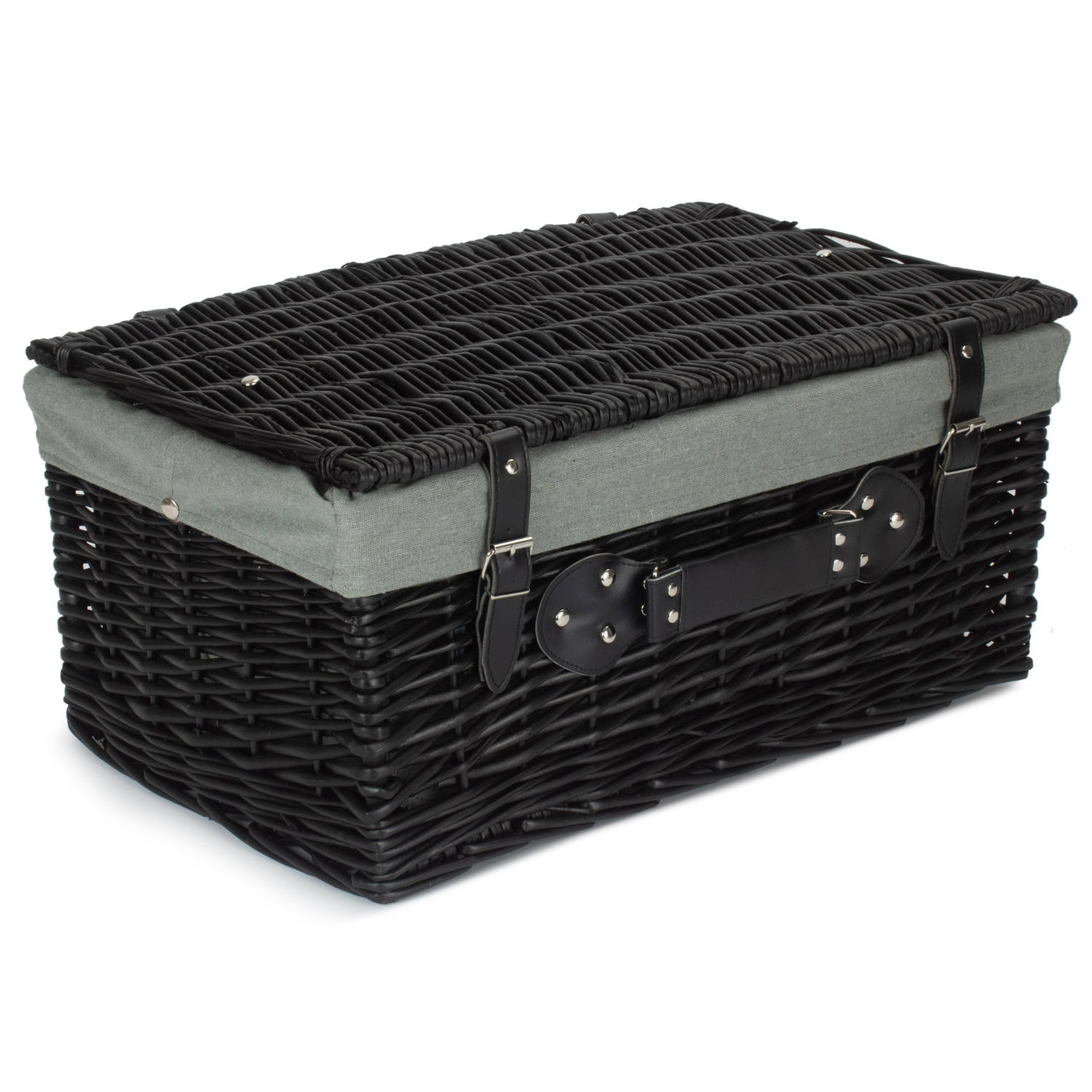 20 Inch Black Willow Hamper with Grey Sage Lining